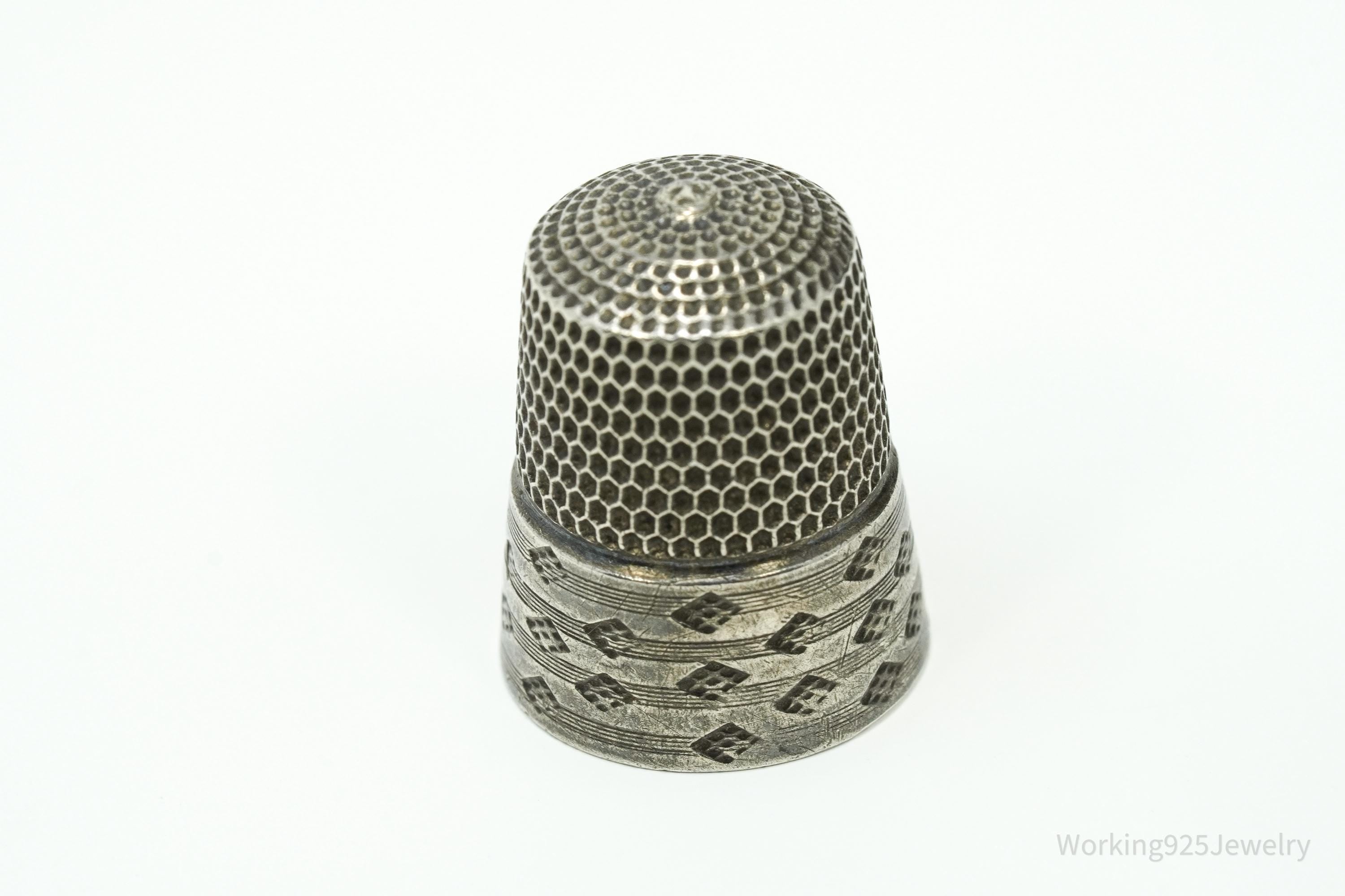 Antique Simons Bros & Co Dome Sterling Silver Thimble Size 10