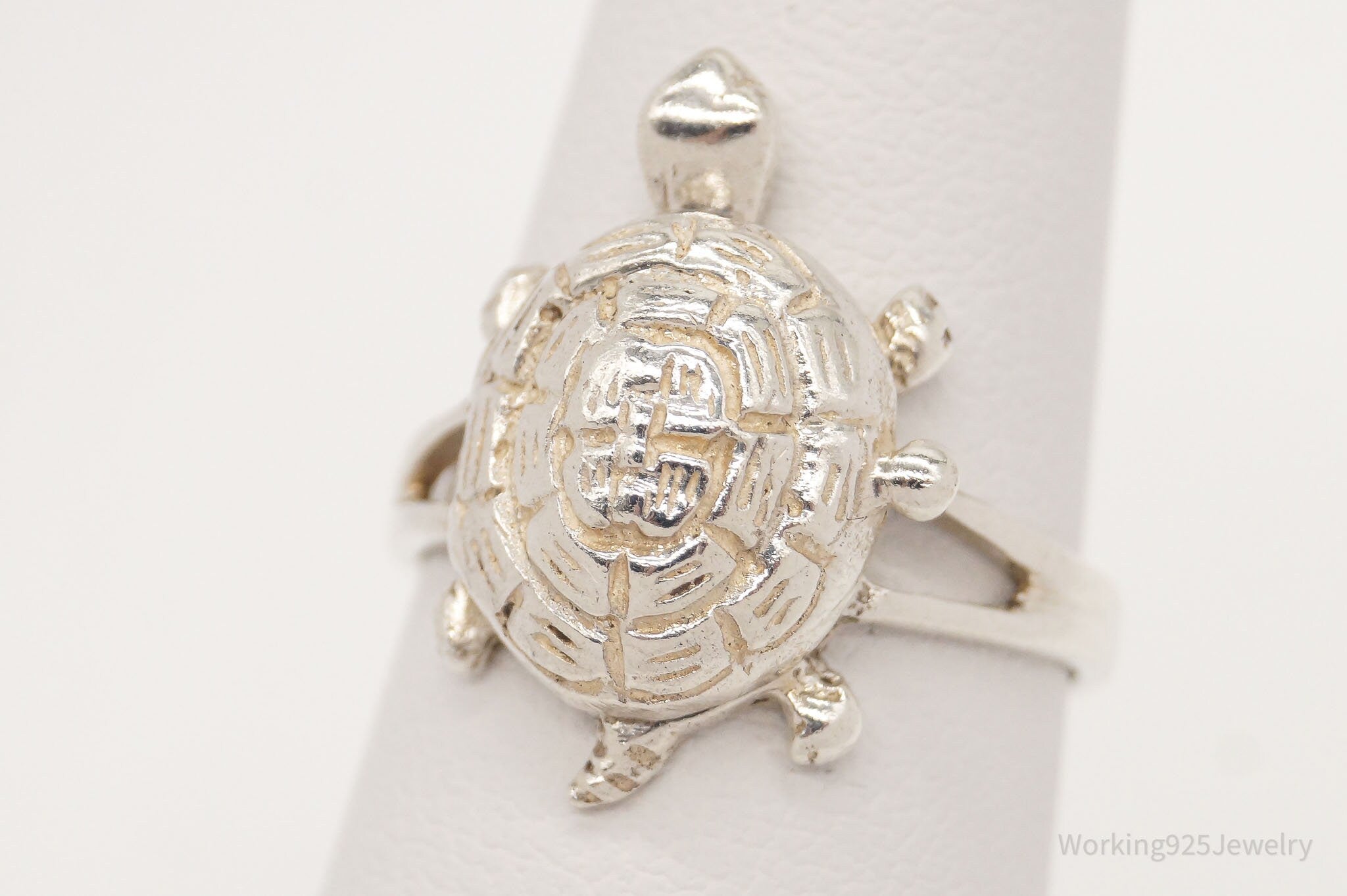 Vintage Turtle Locket Sterling Silver Ring - Size 6