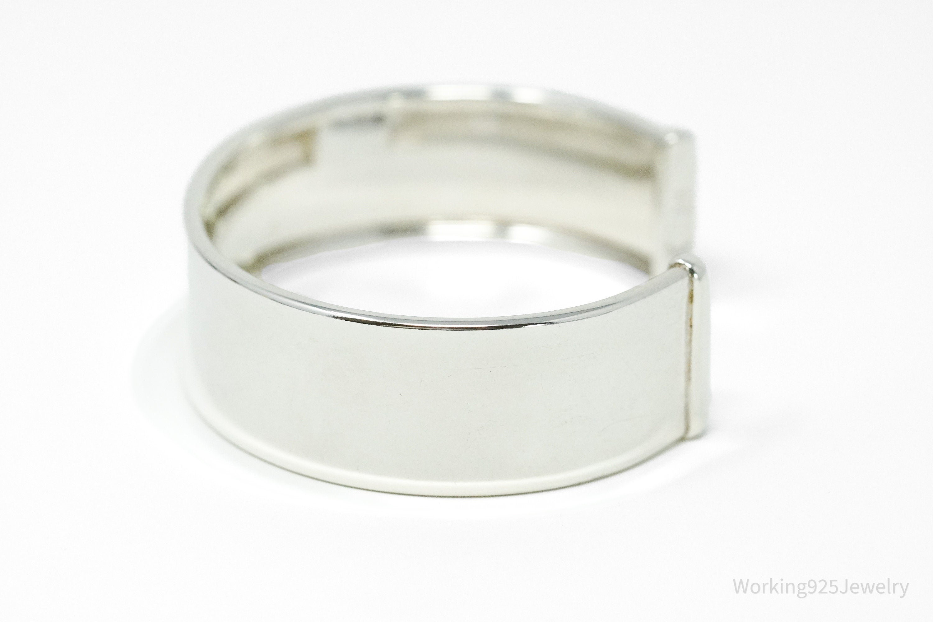 Vintage Italian .999 Fine Silver Wide Cuff Bracelet 7 5/8"