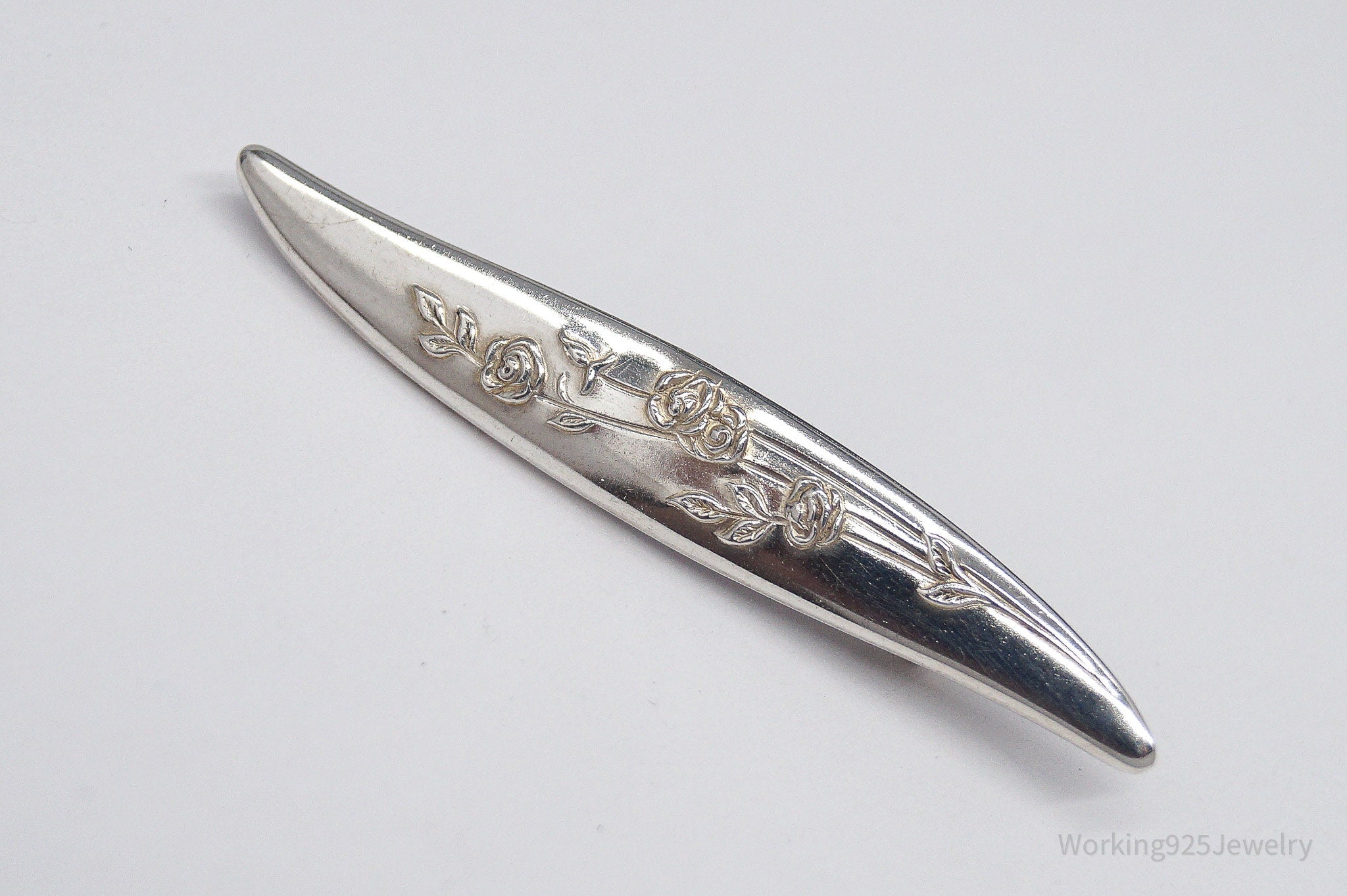 Antique Floral Silver Brooch Pin