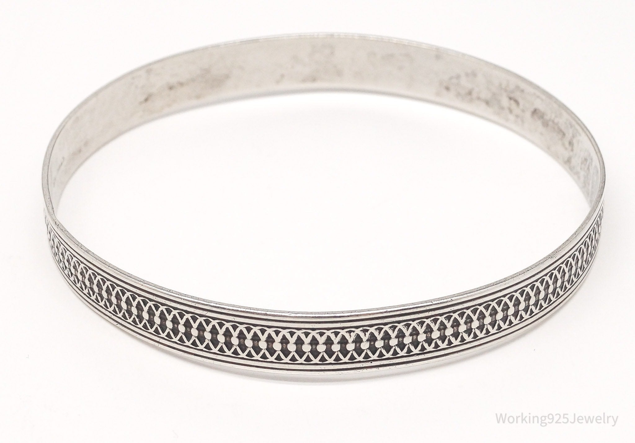 Antique Sterling Silver Bangle Bracelet - 7 5/8"