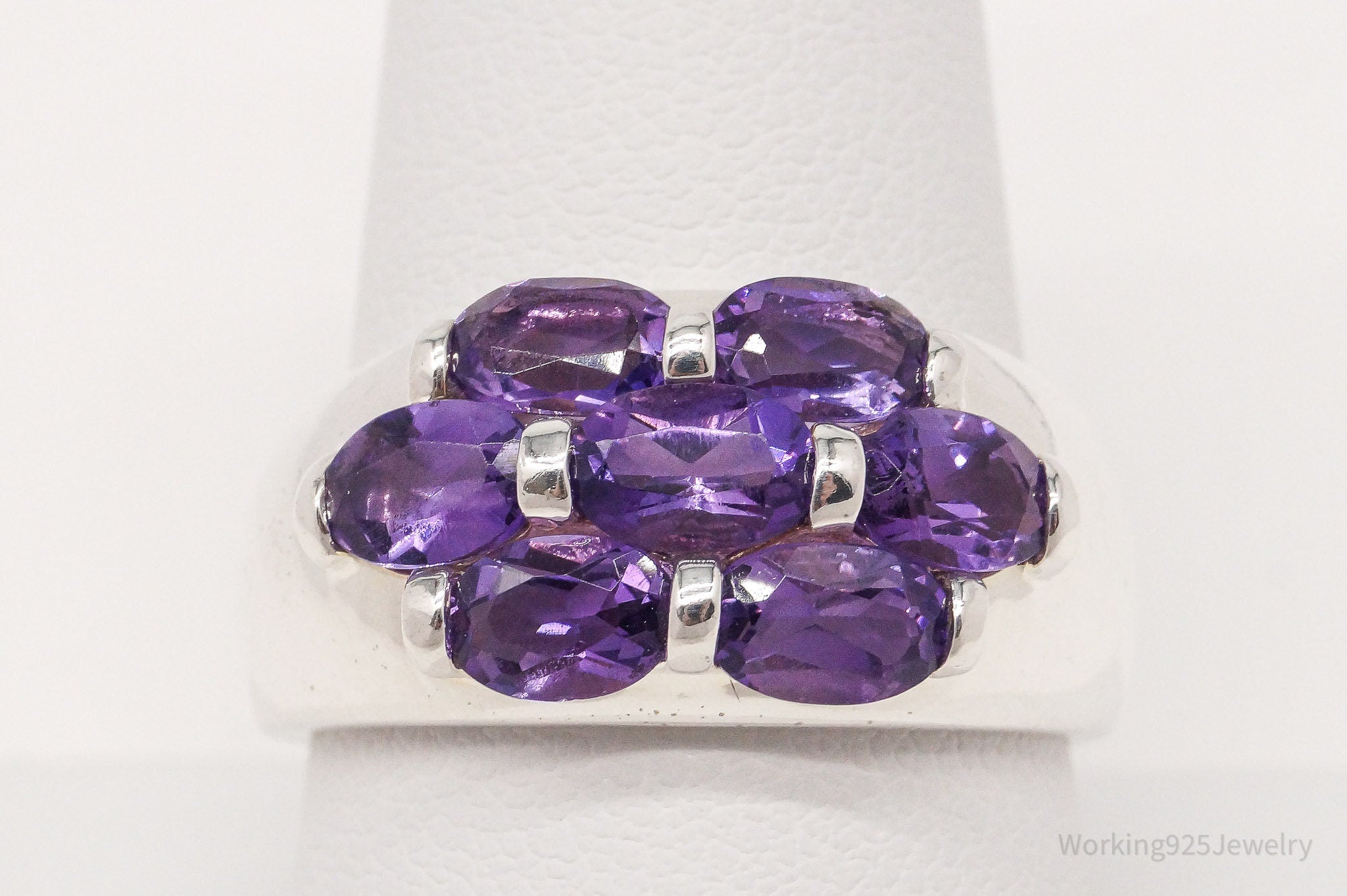 Vintage Amethyst Sterling Silver Ring - Size 9.75