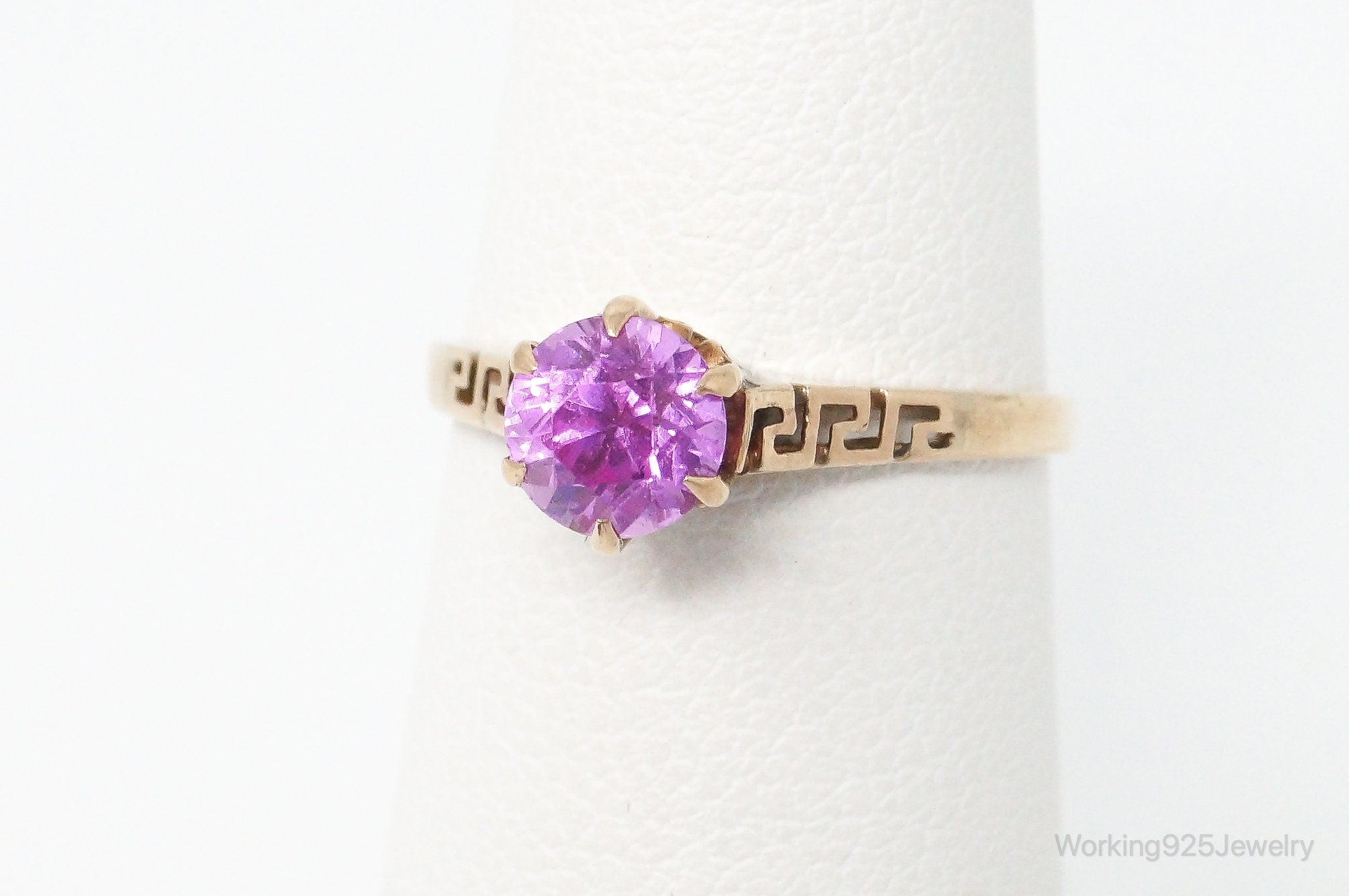 Antique Pink Sapphire 10K Gold Ring