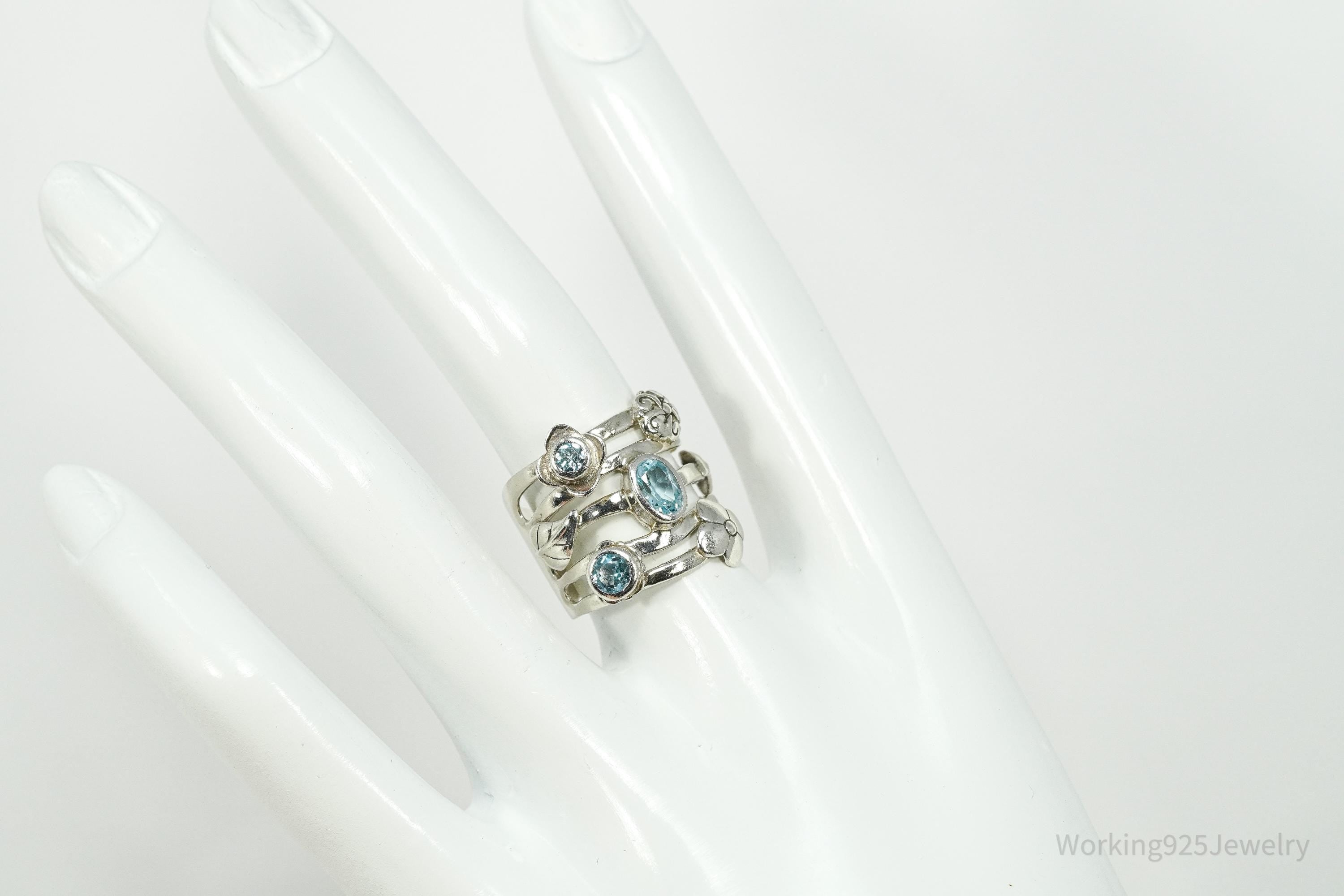 Vintage Janice Girardi Blue Topaz Sterling Silver Ring - Size 6.25