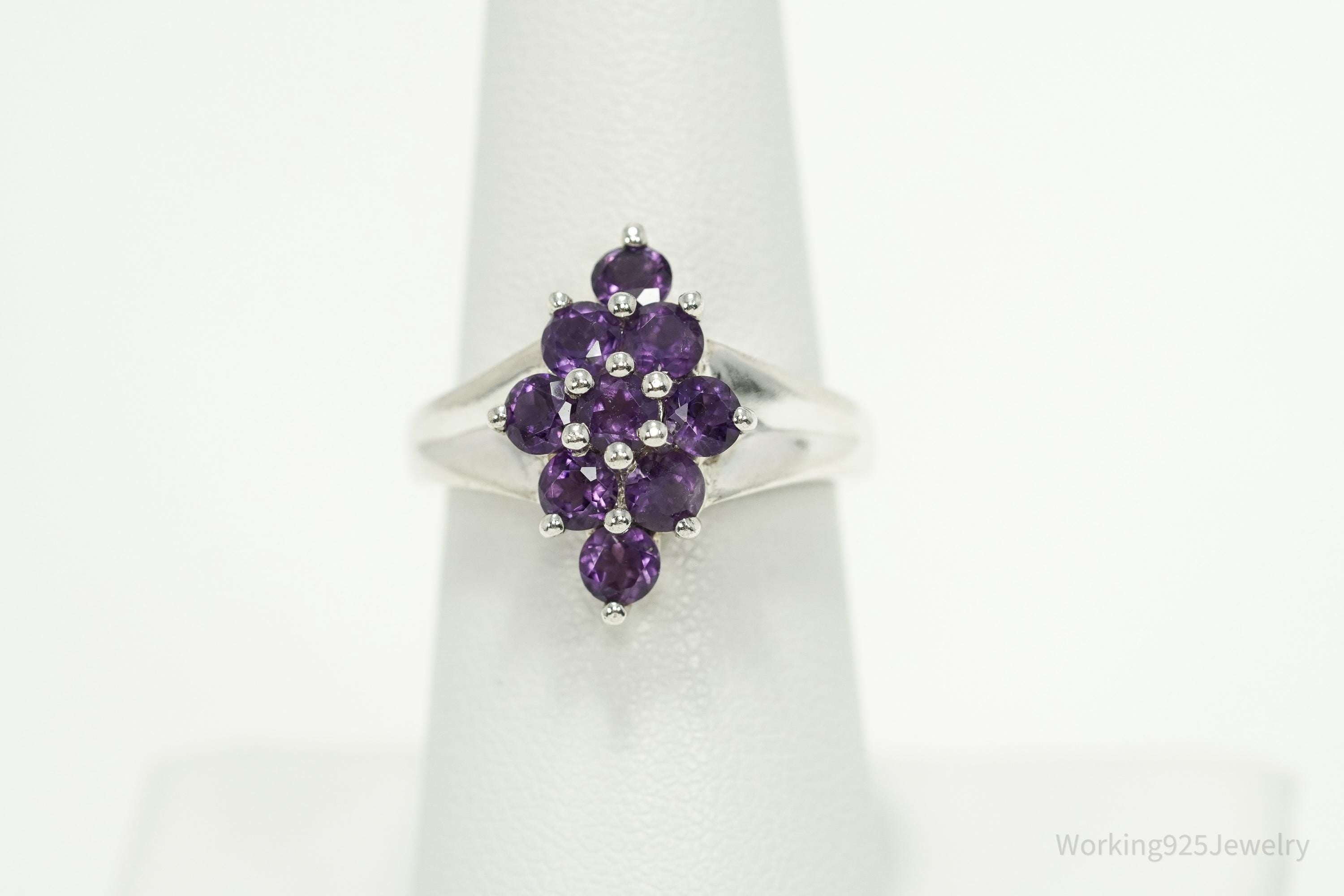 Vintage Amethyst Sterling Silver Ring - Size 6.75