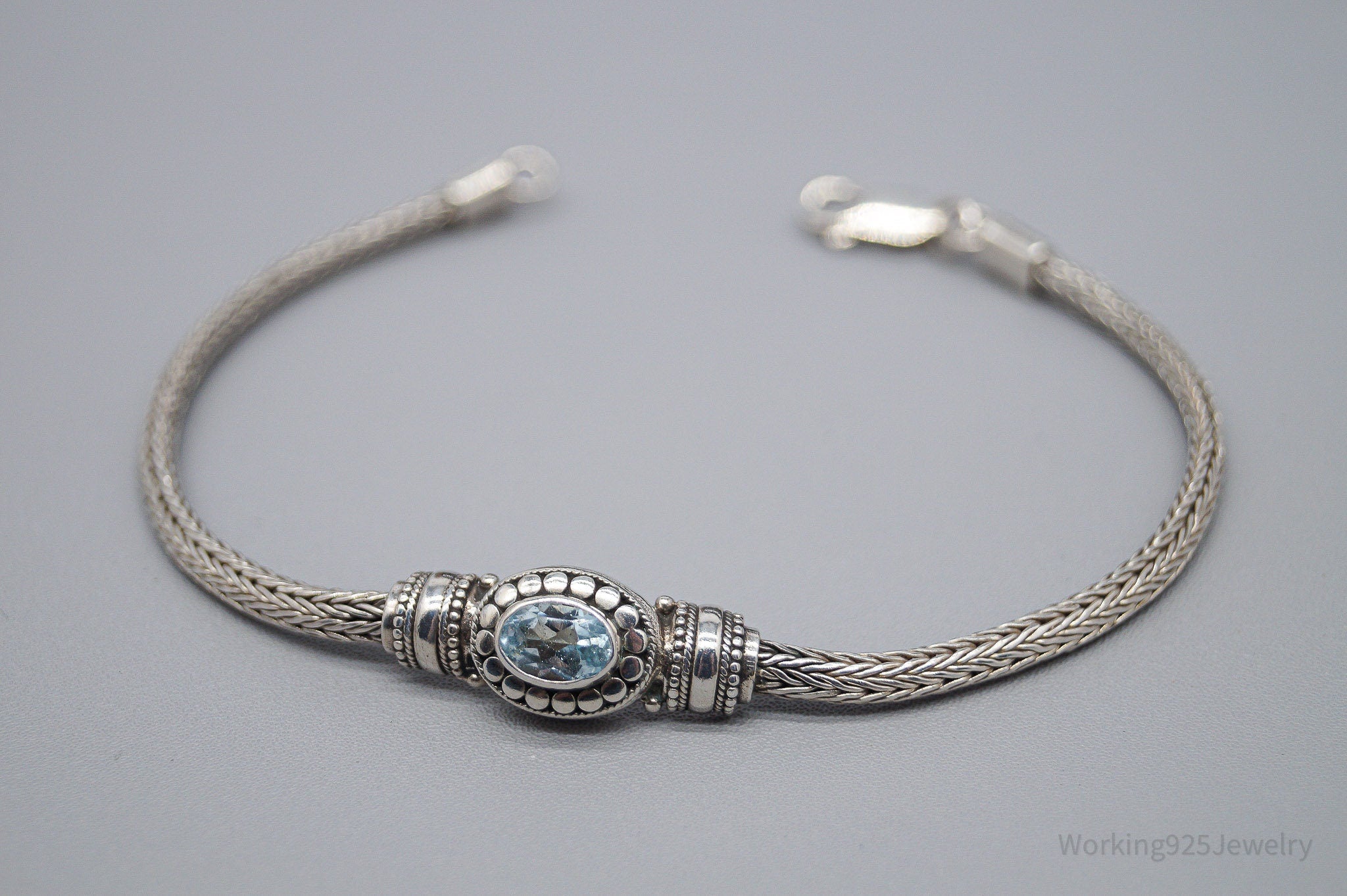 Vintage Blue Topaz Sterling Silver Bracelet 7.5"