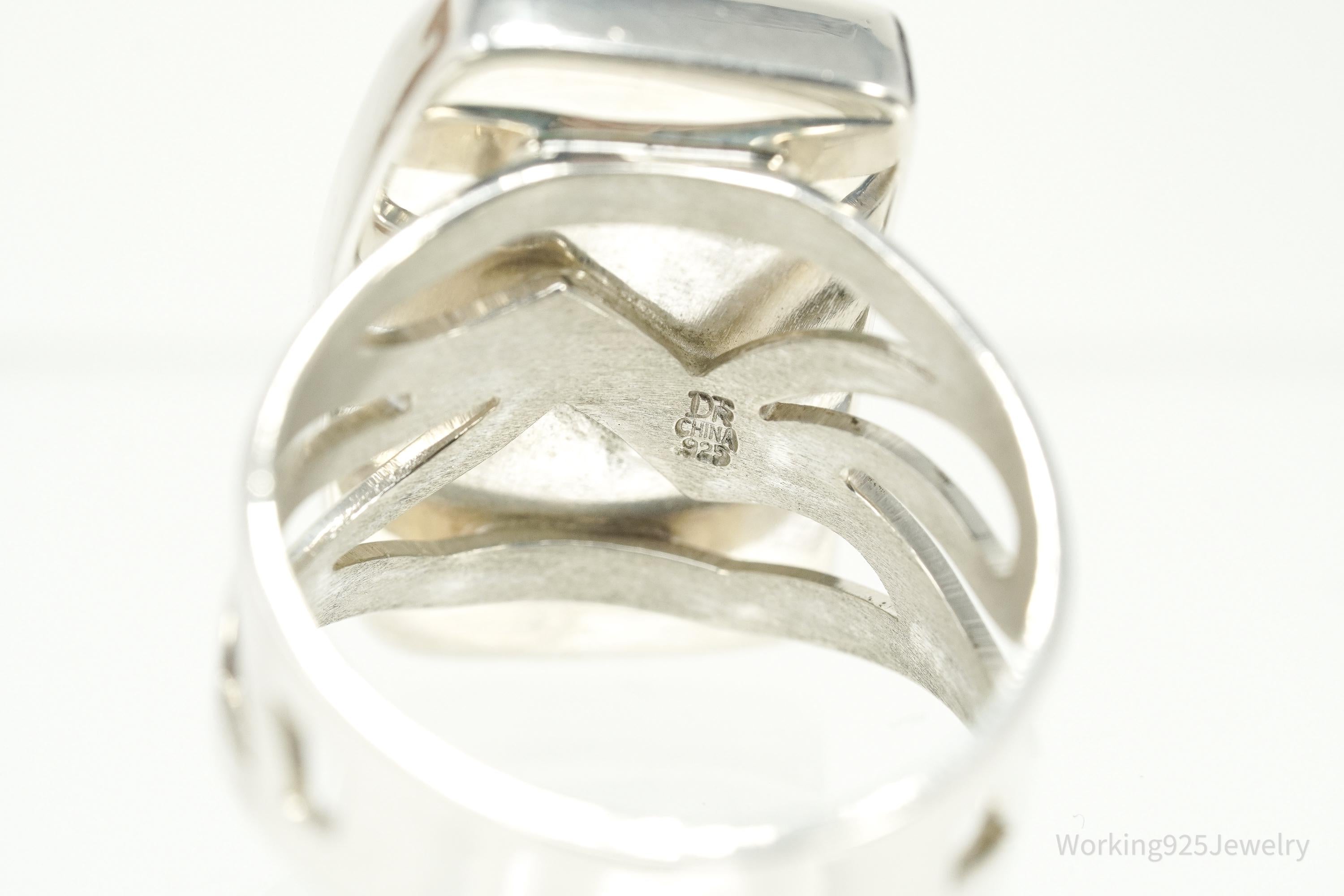 Vintage Jay King Large Turquoise Sterling Silver Statement Ring - Size 9.75