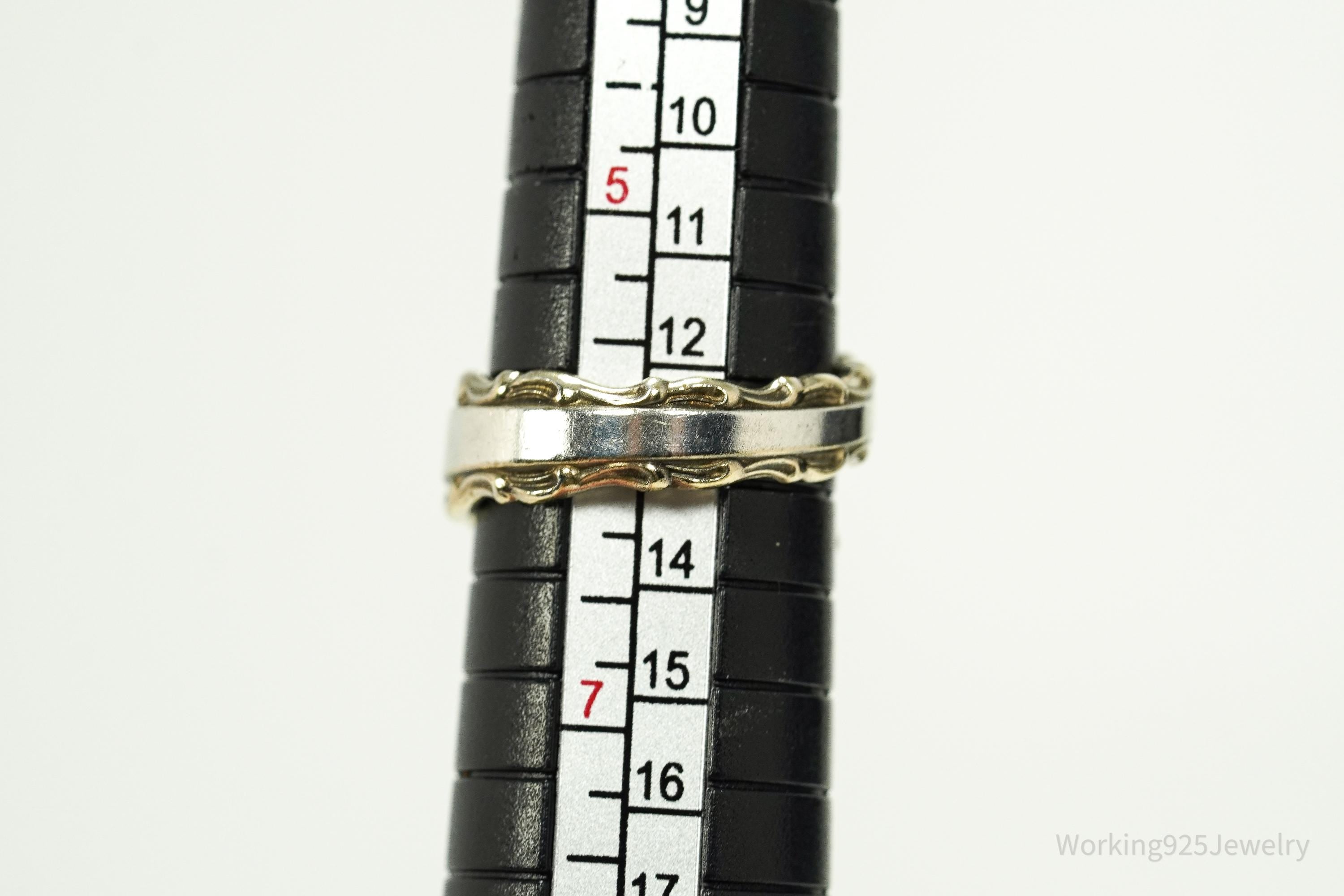 Antique Vintage Gold Vermeil International Sterling Silver Spoon Ring - Size 6