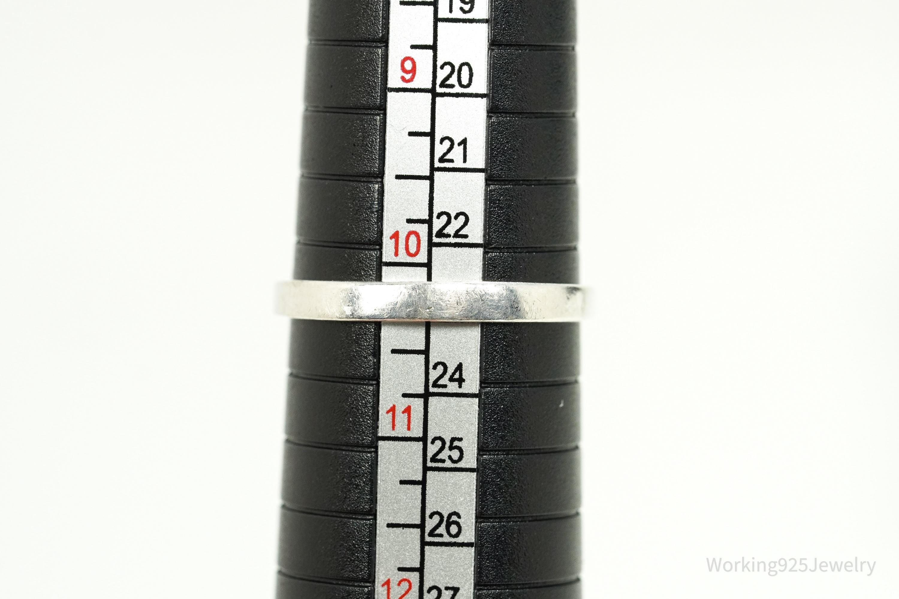 Vintage Lab Sapphire & Cubic Zirconia Sterling Silver Ring - Size 10.25