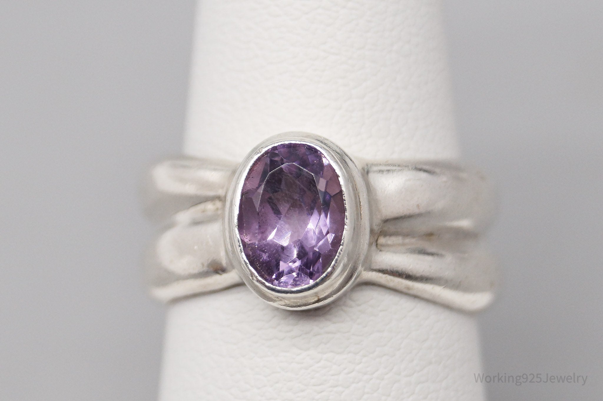 Vintage SARDA Amethyst Sterling Silver Ring - Size 7