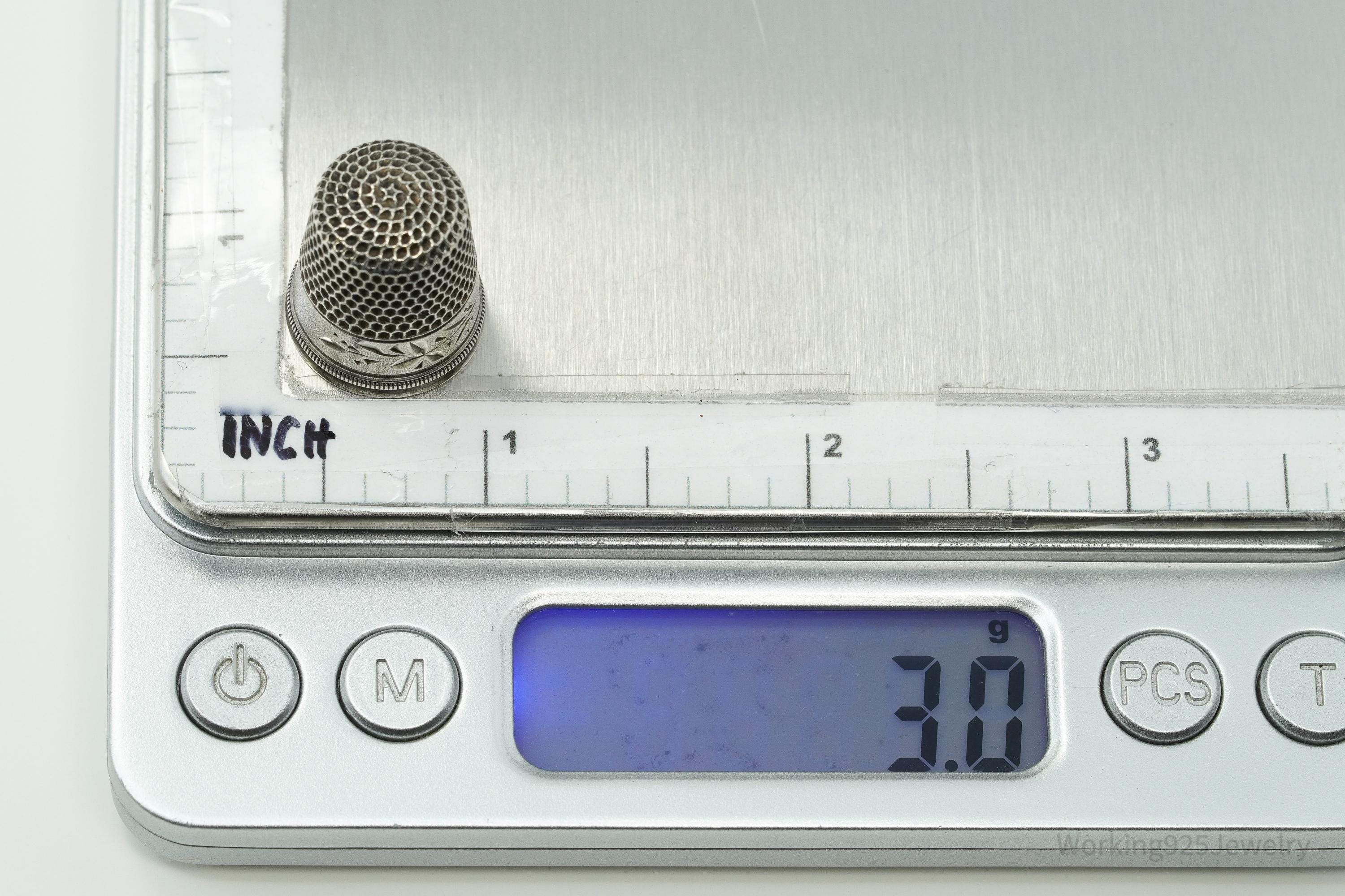 Antique Dome Sterling Silver Thimble Size 7