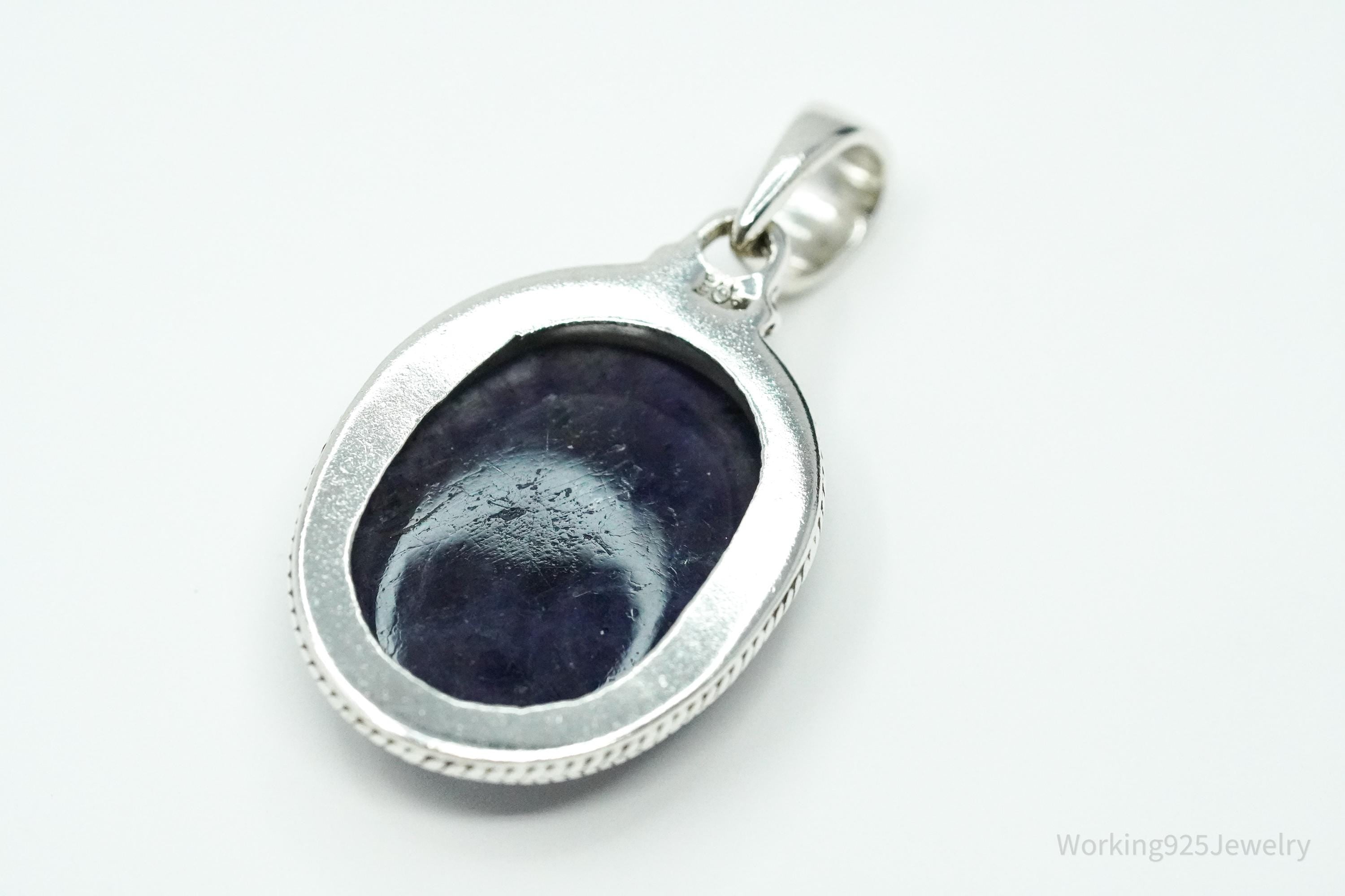 Vintage Bluish Purple Stone Sterling Silver Pendant