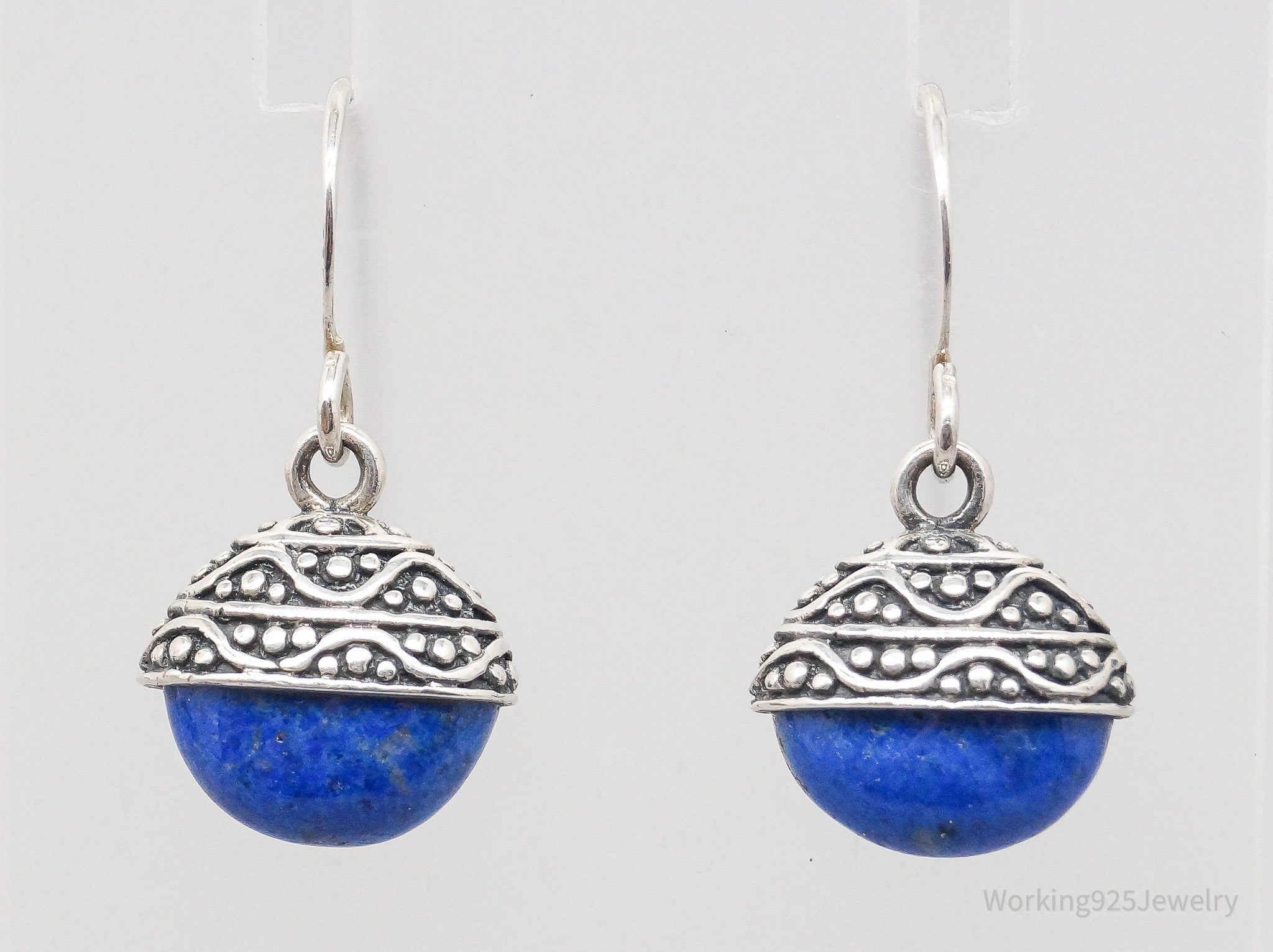 Vintage Blue Lapis Lazuli Southwestern Sterling Silver Earrings