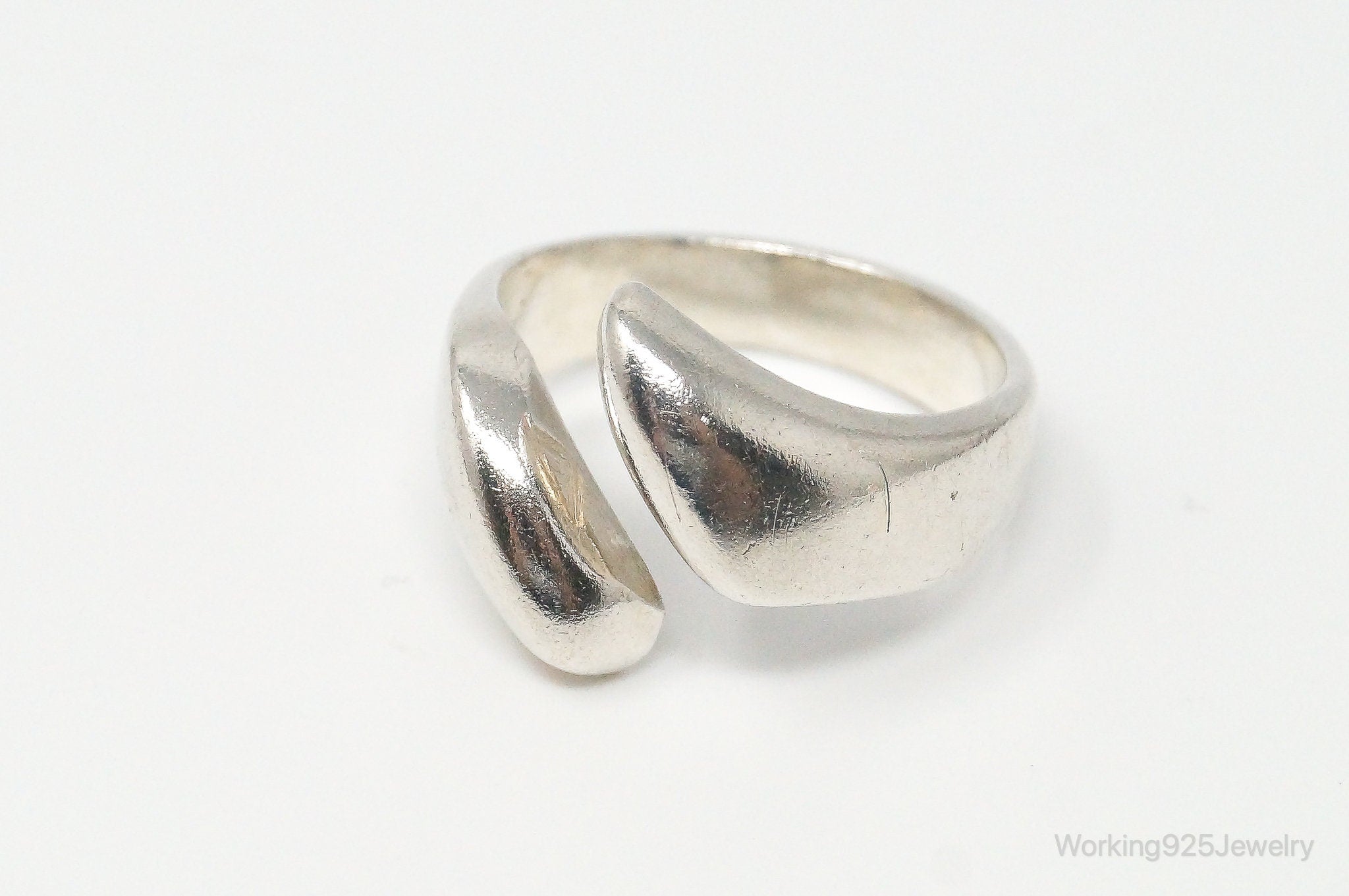 Vintage Mexico Modernist Sterling Silver Wrap Ring Size 8.5 Adjustable