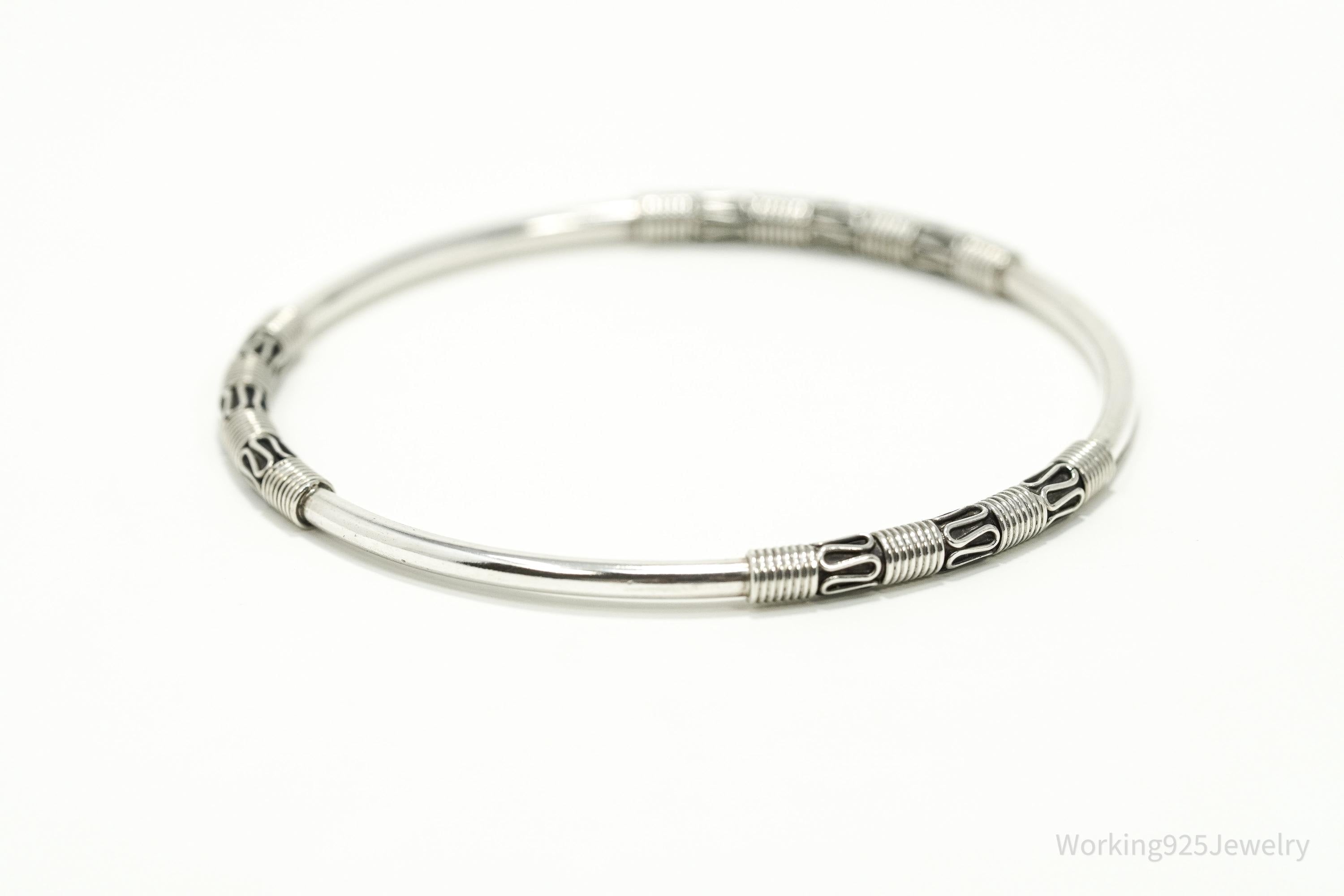 Vintage Designer BA Suarti Sterling Silver Bangle Bracelet 7 15/16"