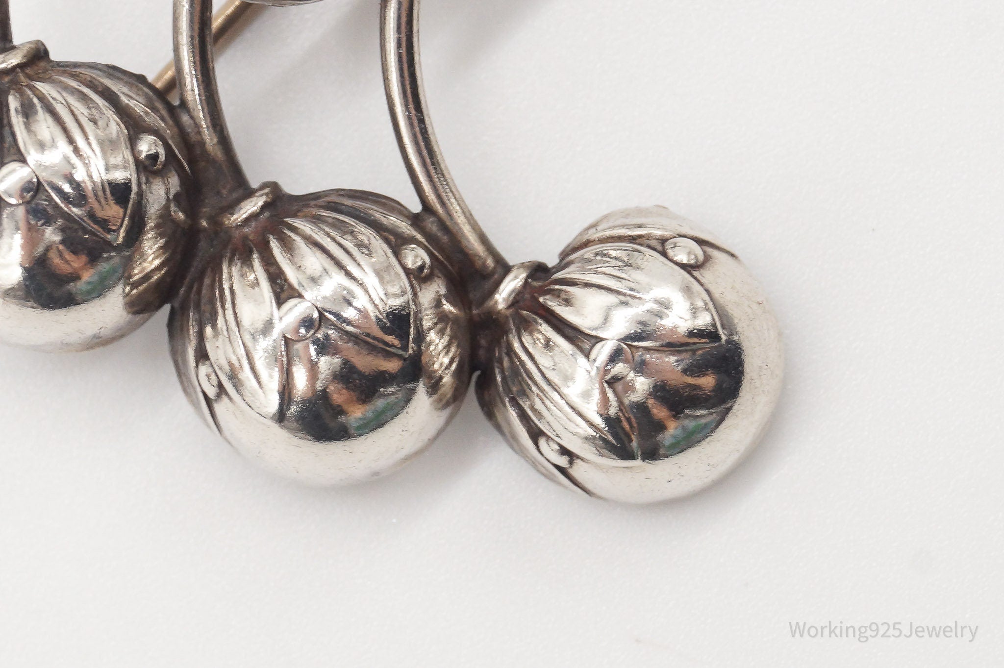 Vintage Denmark Hermann Siersbol Modernist Floral Sterling Silver Pin Brooch