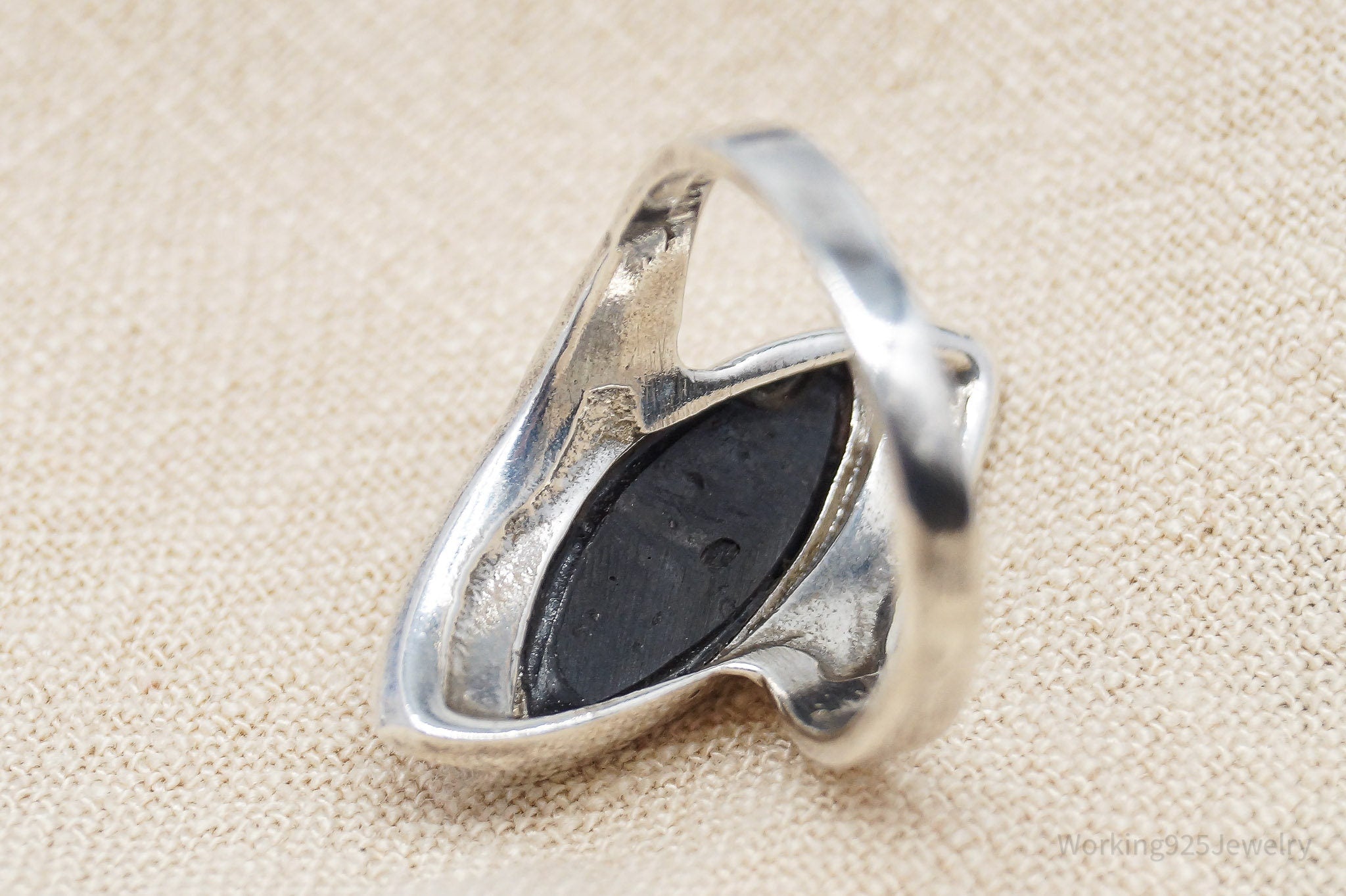 Vintage Black Onyx Sterling Silver Ring - Size 7.5