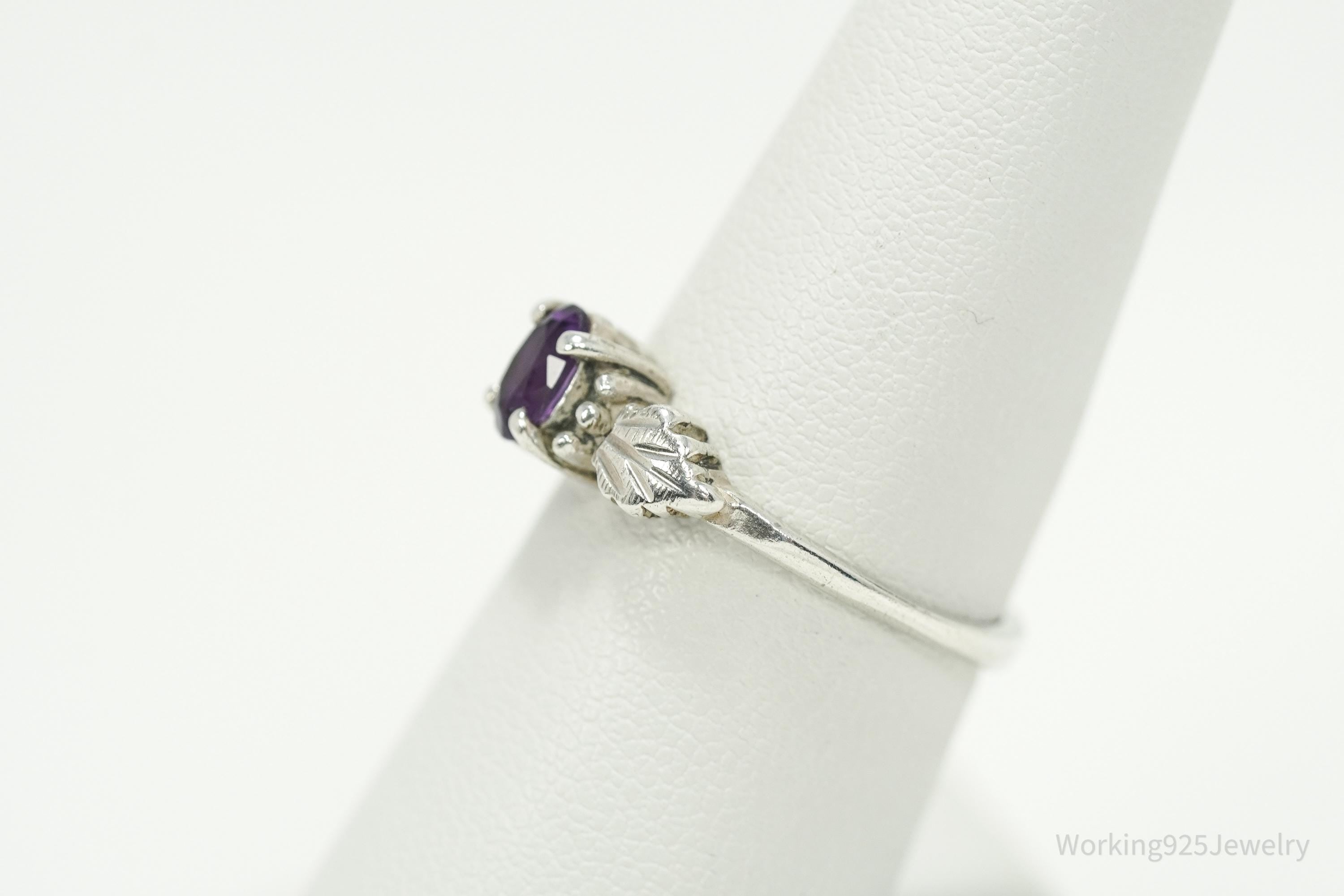 Vintage WMCO Purple Amethyst Sterling Silver Ring - Size 7.25