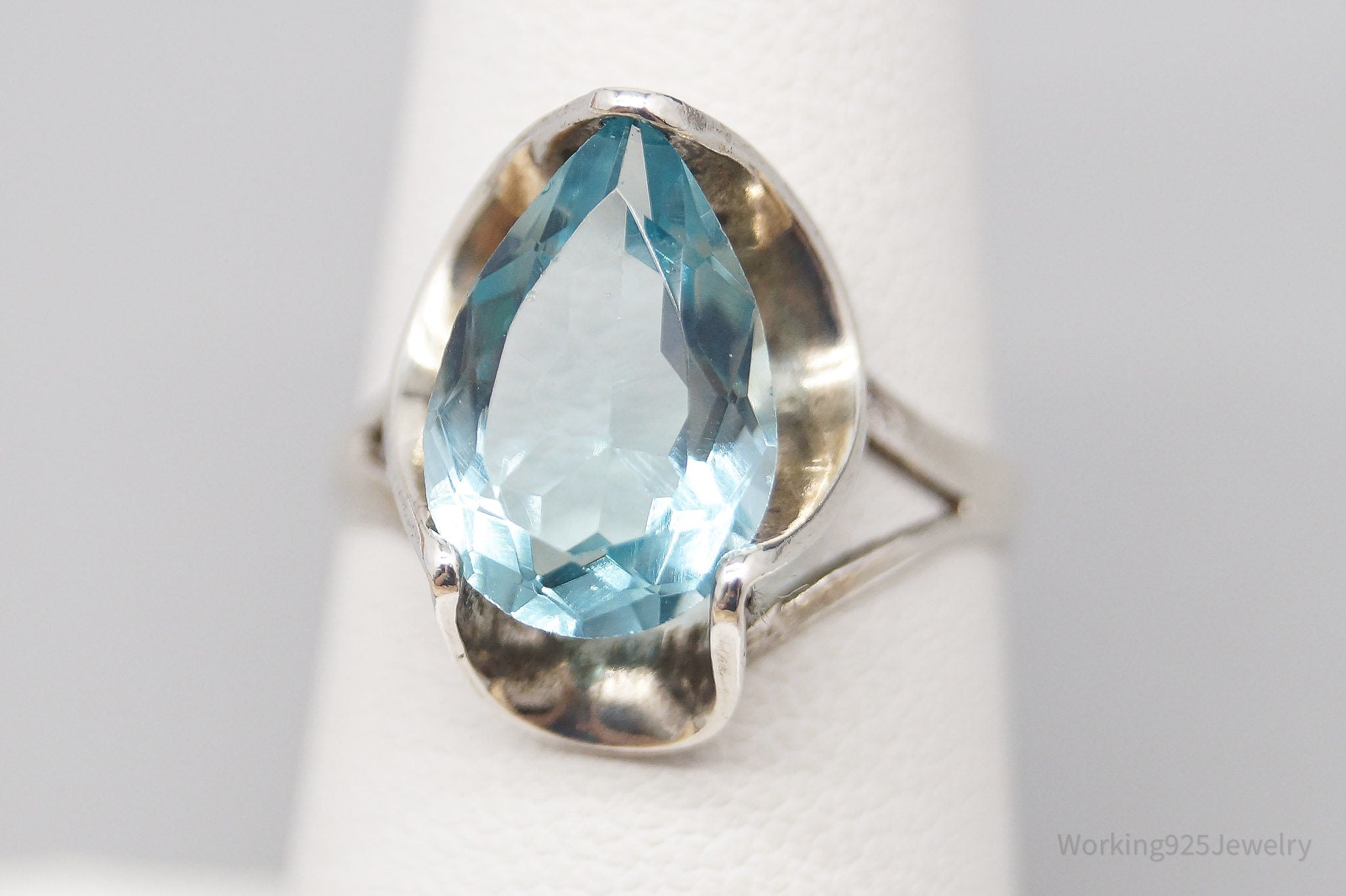 Vintage Blue Topaz Sterling Silver Ring - Size 6.75