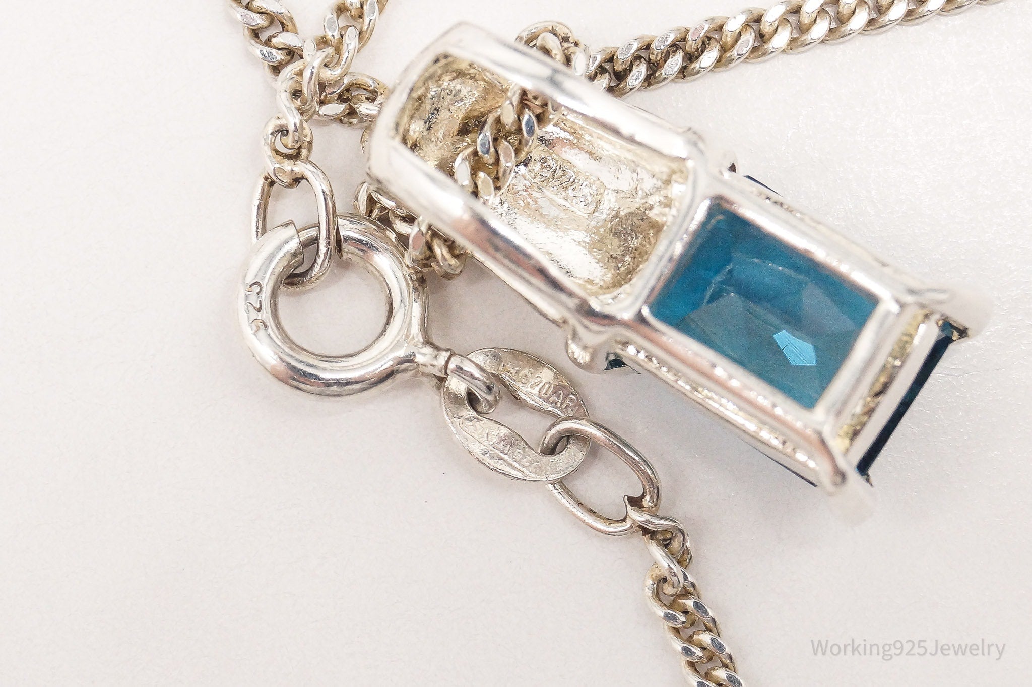 Vintage London Blue Topaz Sterling Silver Necklace 18"