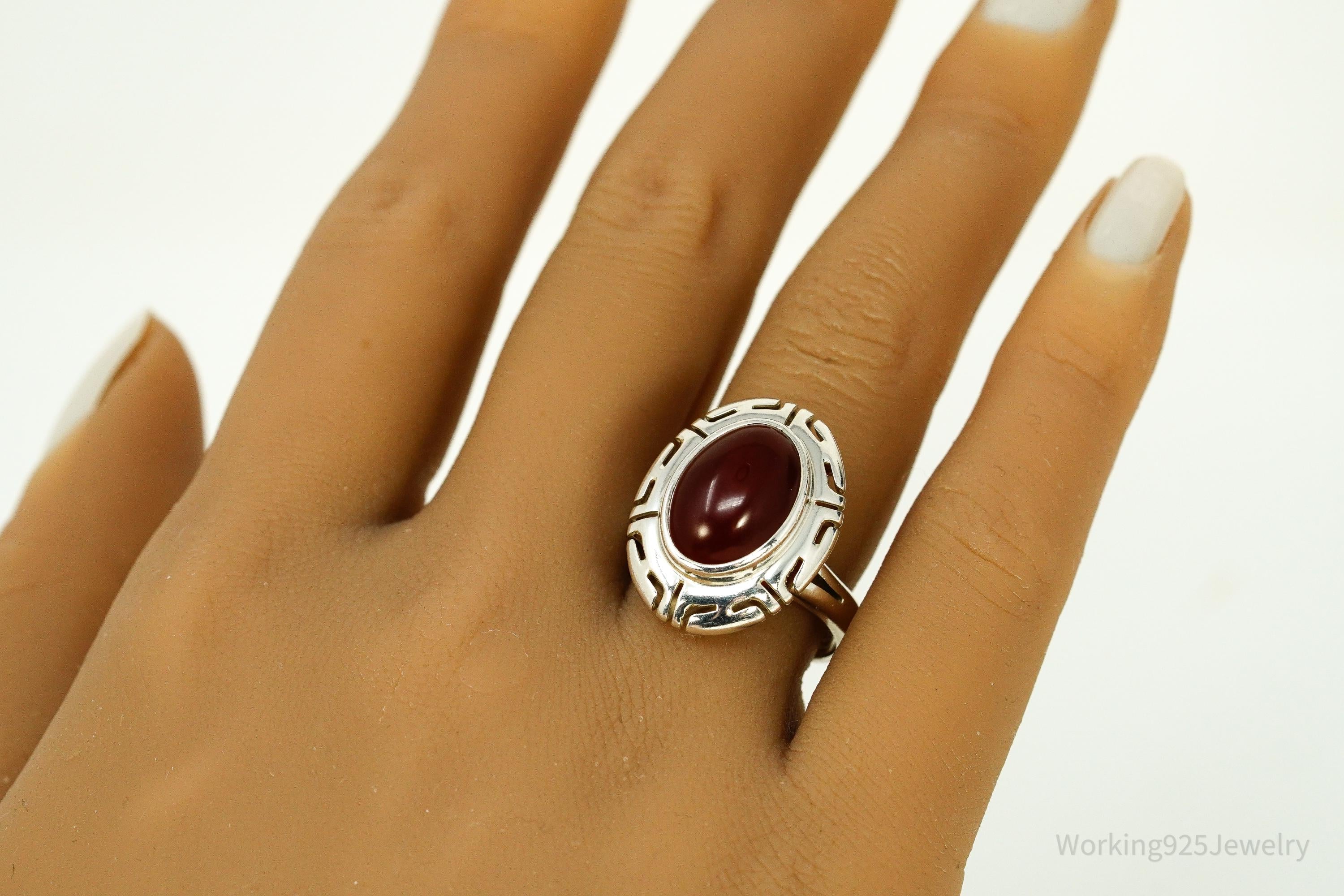 Vintage Mexico CII Carnelian Sterling Silver Ring Size 8