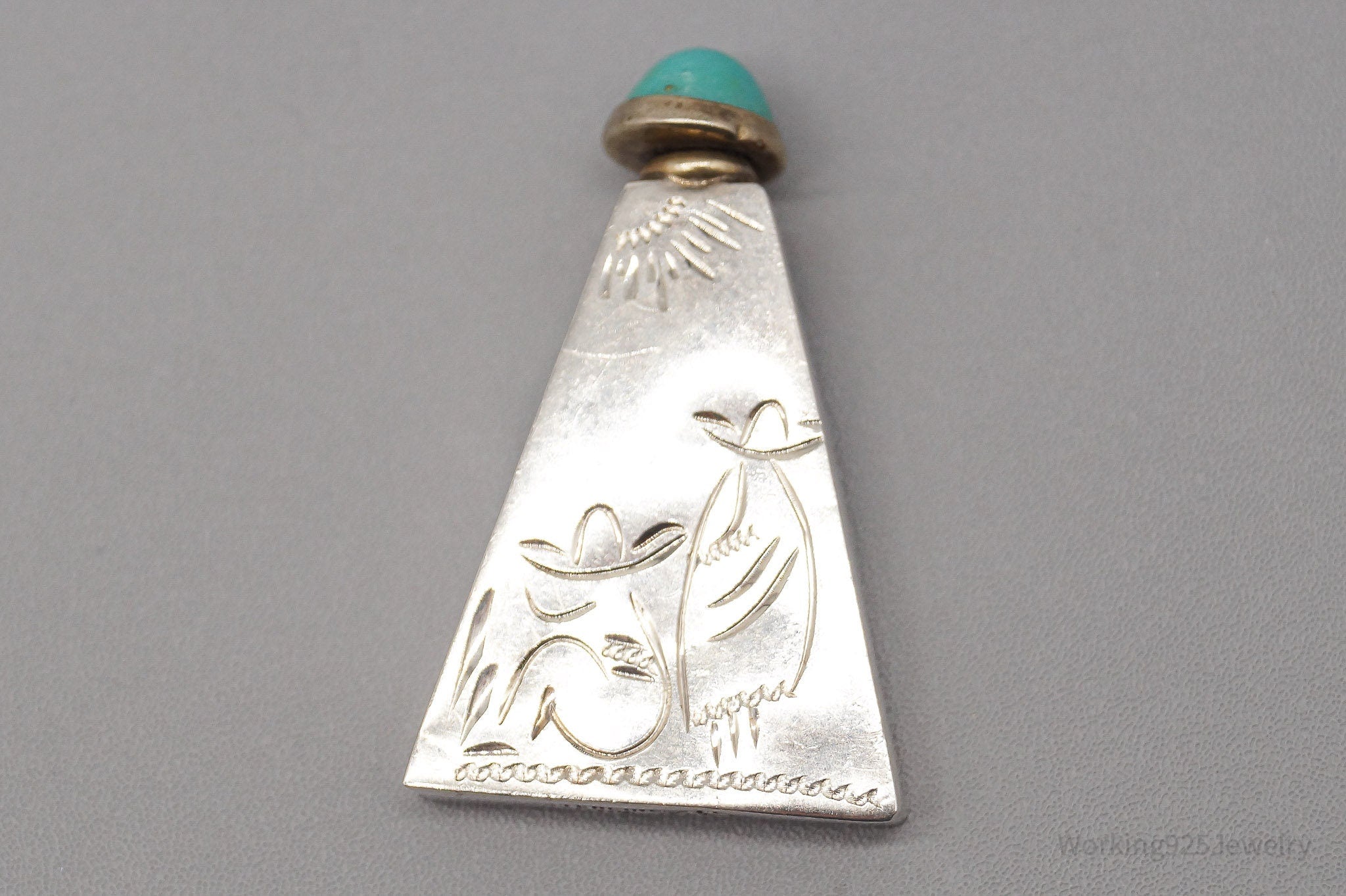 Vintage RAG Mexico Turquoise Topped Sterling Silver Perfume Bottle