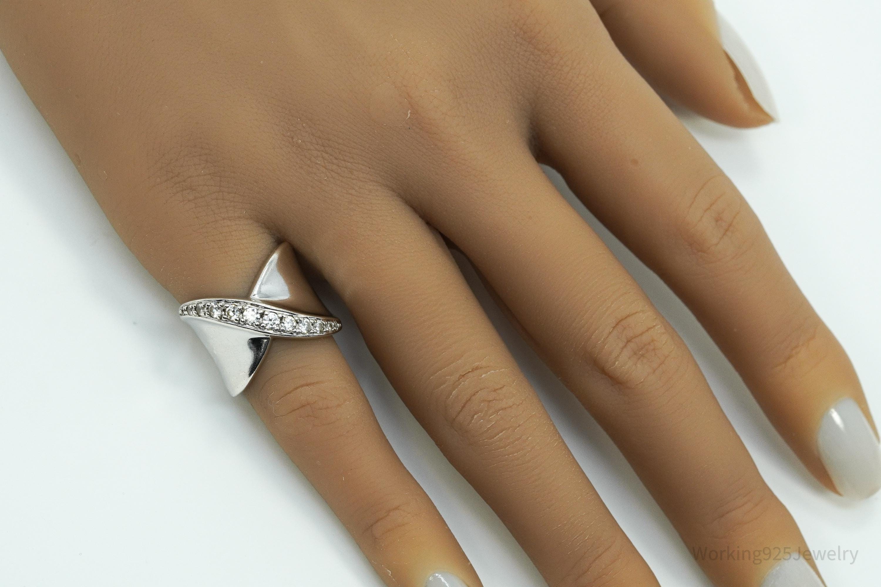 Vintage Cubic Zirconia Sterling Silver Ring - Size 5