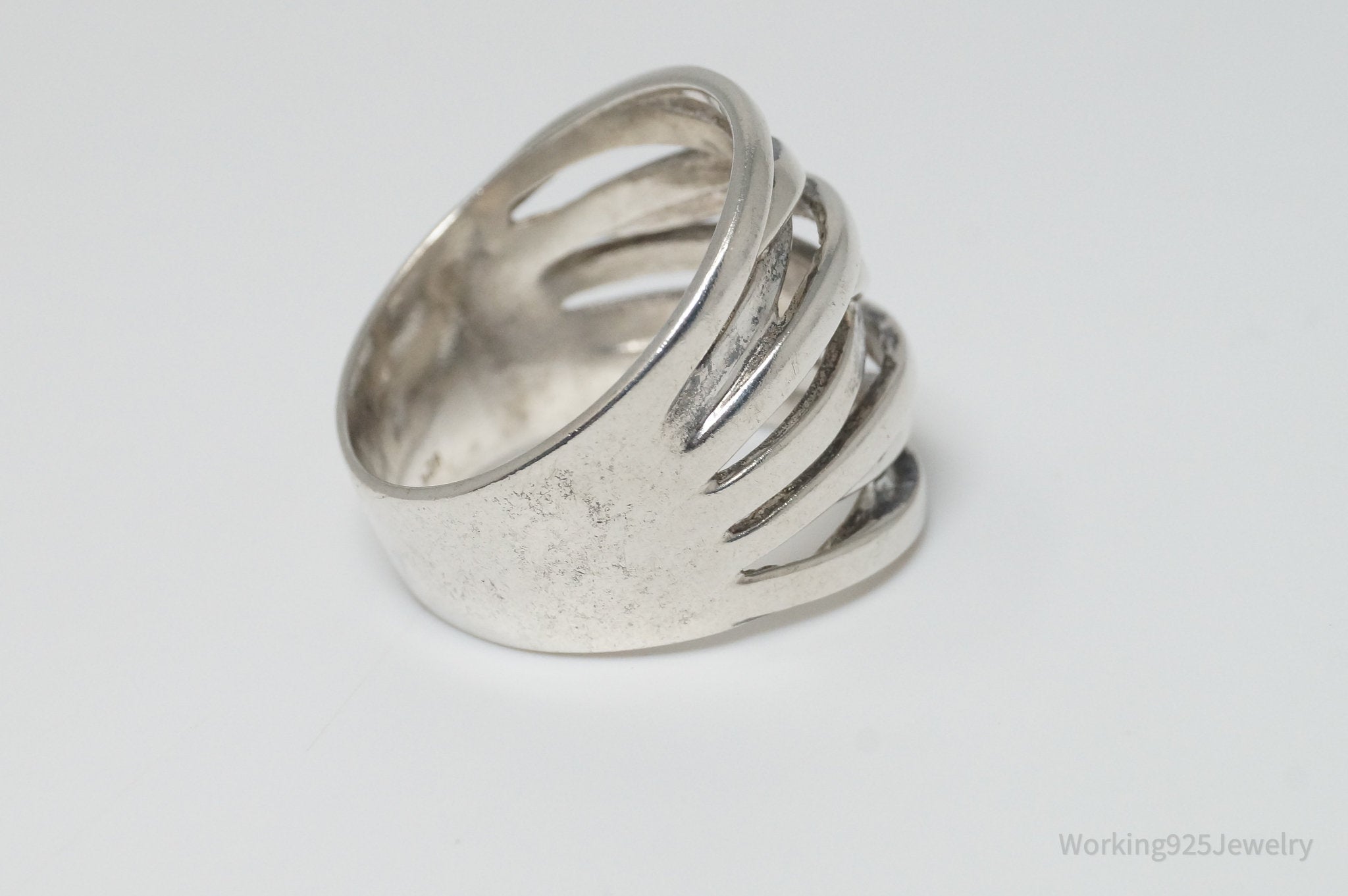 Vintage Modern Weave Sterling Silver Band Ring - Size 9.5