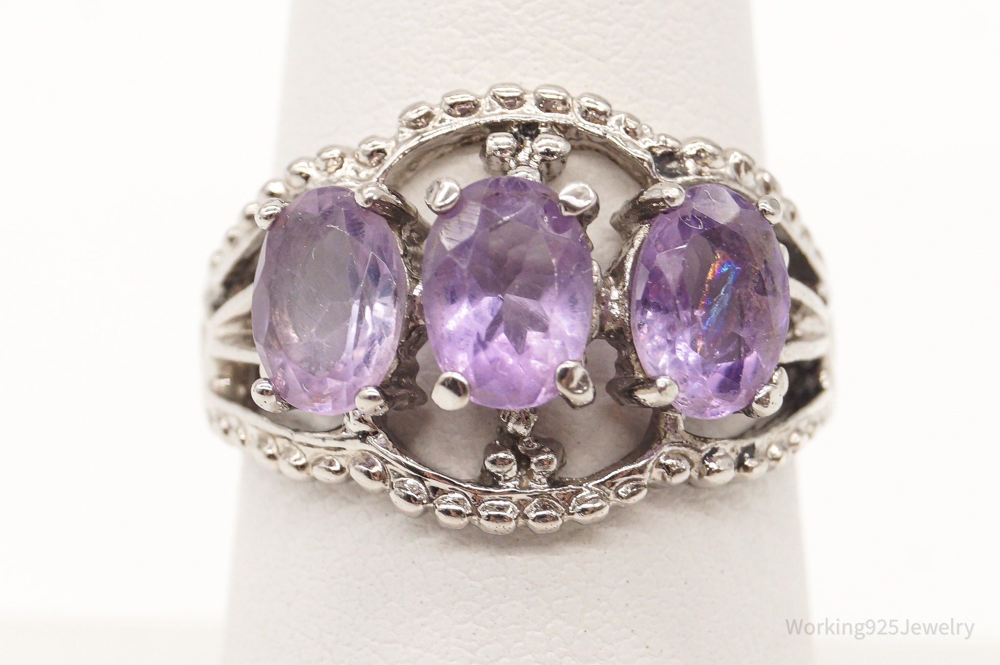 Vintage Seta Amethyst Sterling Silver Ring - Size 7.25