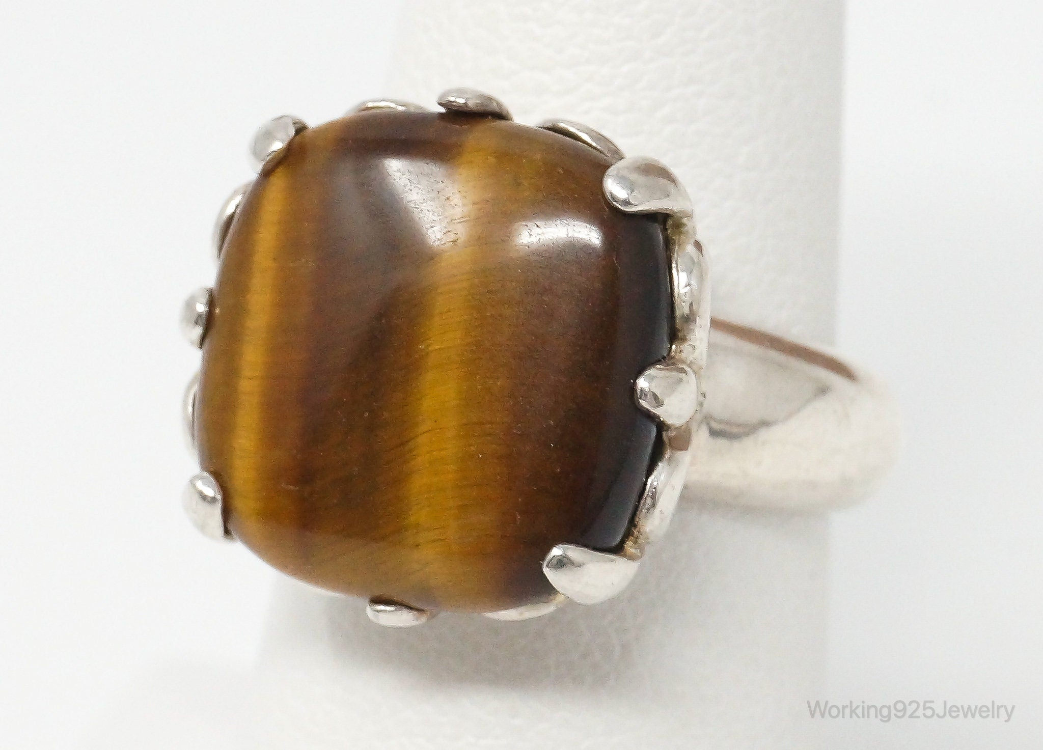 Vintage Tigers Eye Sterling Silver Ring Size 7