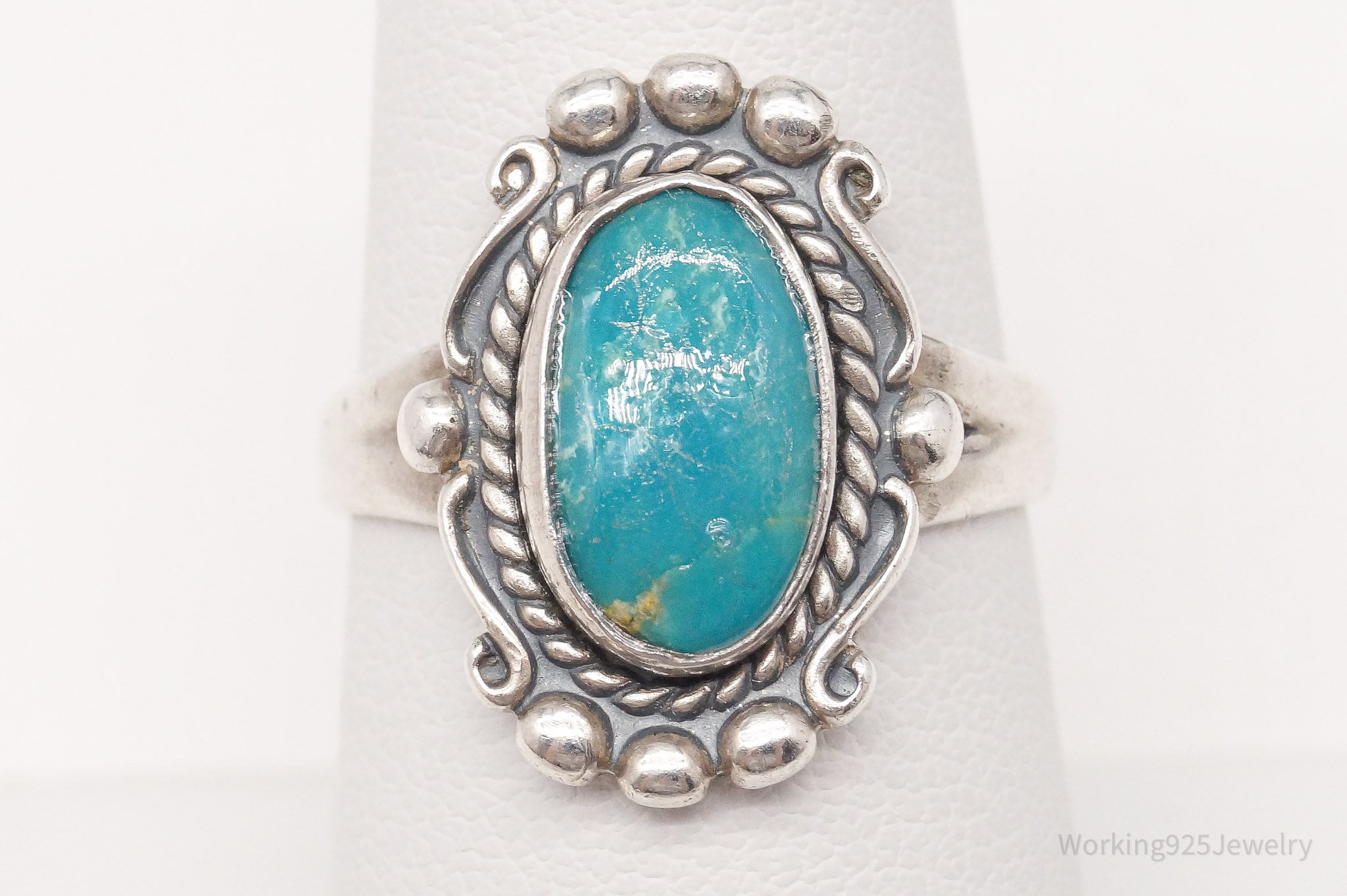 Vintage Bell Trading Post Turquoise Sterling Silver Ring - Size 7.5