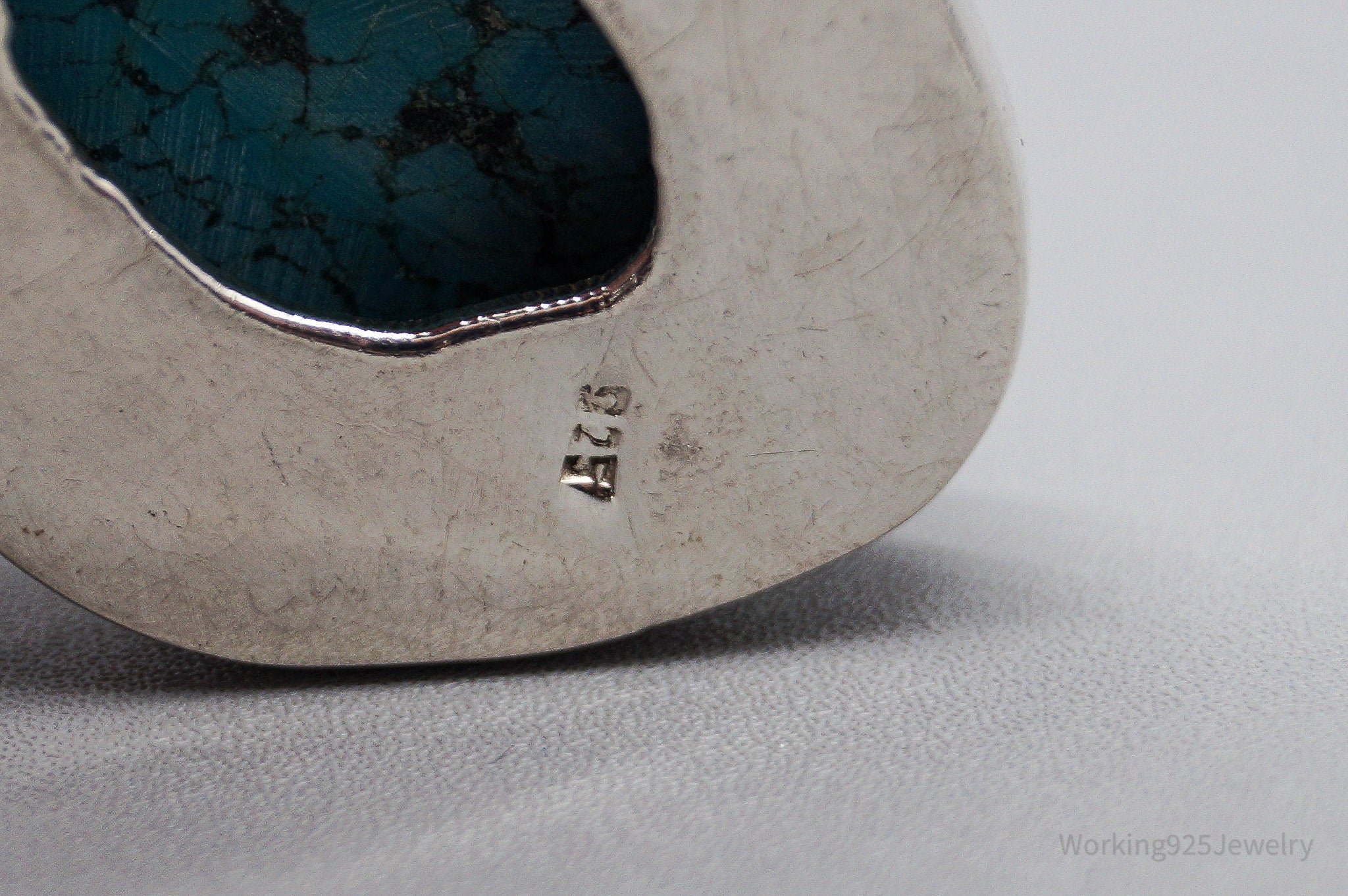 Large Vintage Blue Turquoise Sterling Silver Pendant