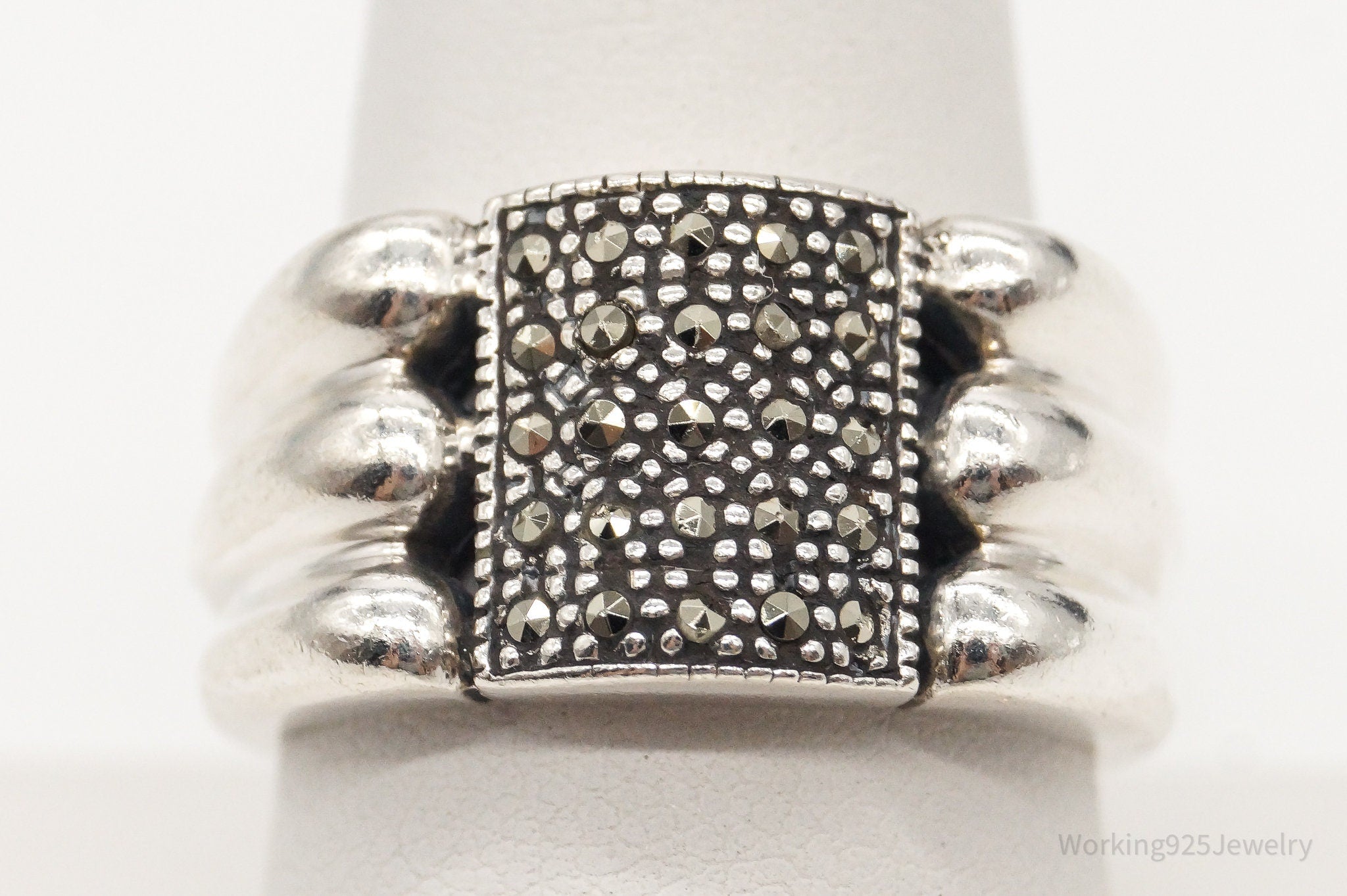 Vintage Marcasite Sterling Silver Ring Size 9.25