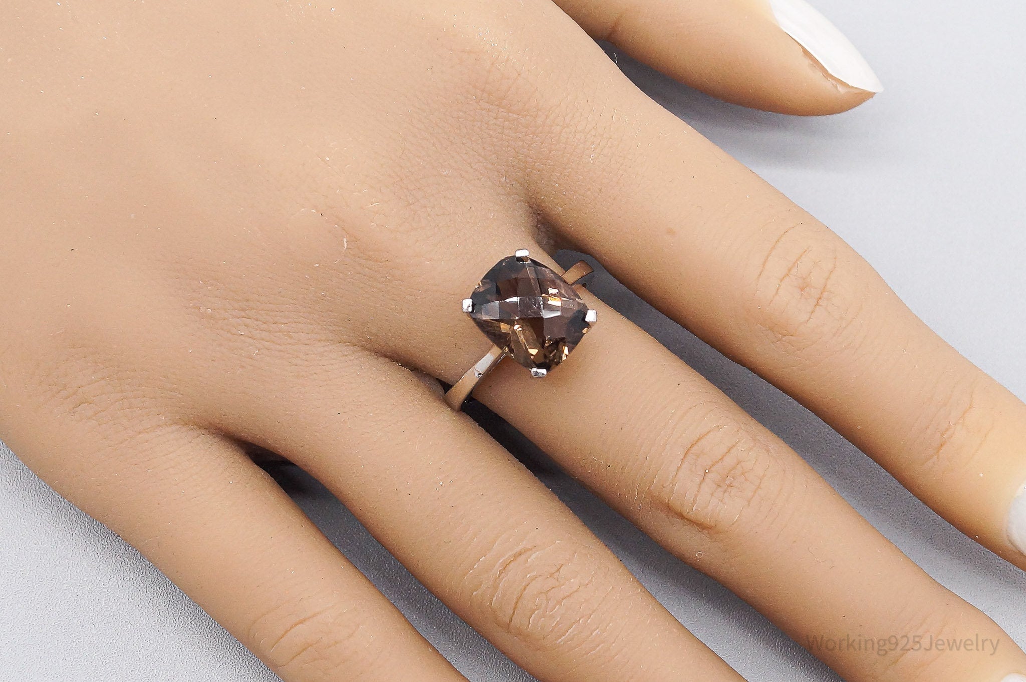 JTV TGGC Large Smoky Topaz Sterling Silver Ring Size
