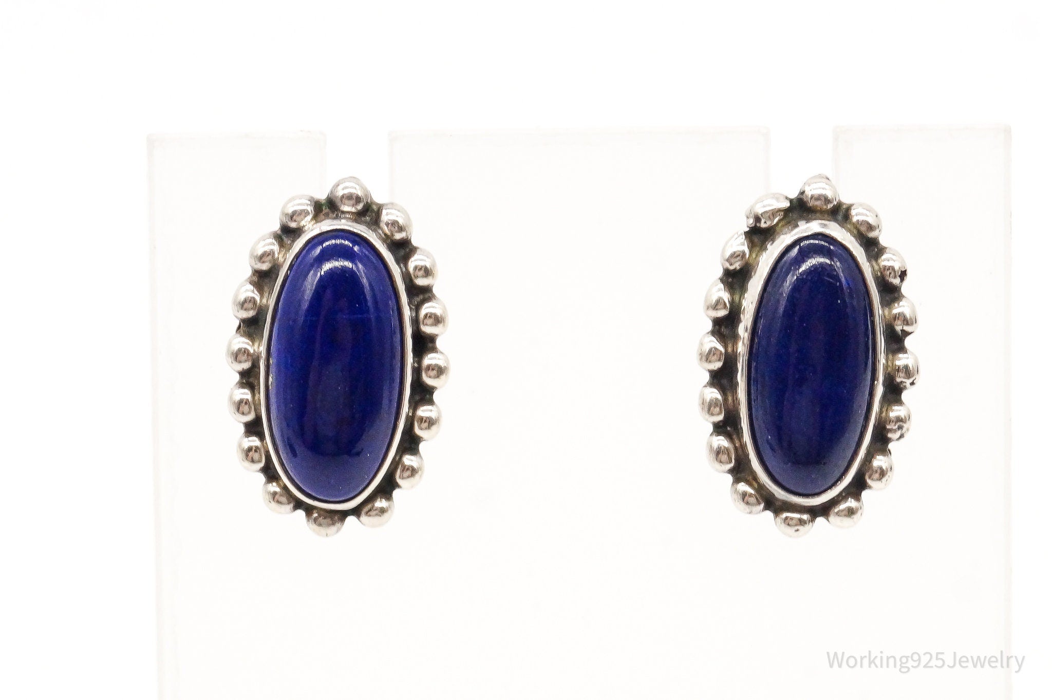 Vintage Native American VM Lapis Lazuli Sterling Silver Earrings