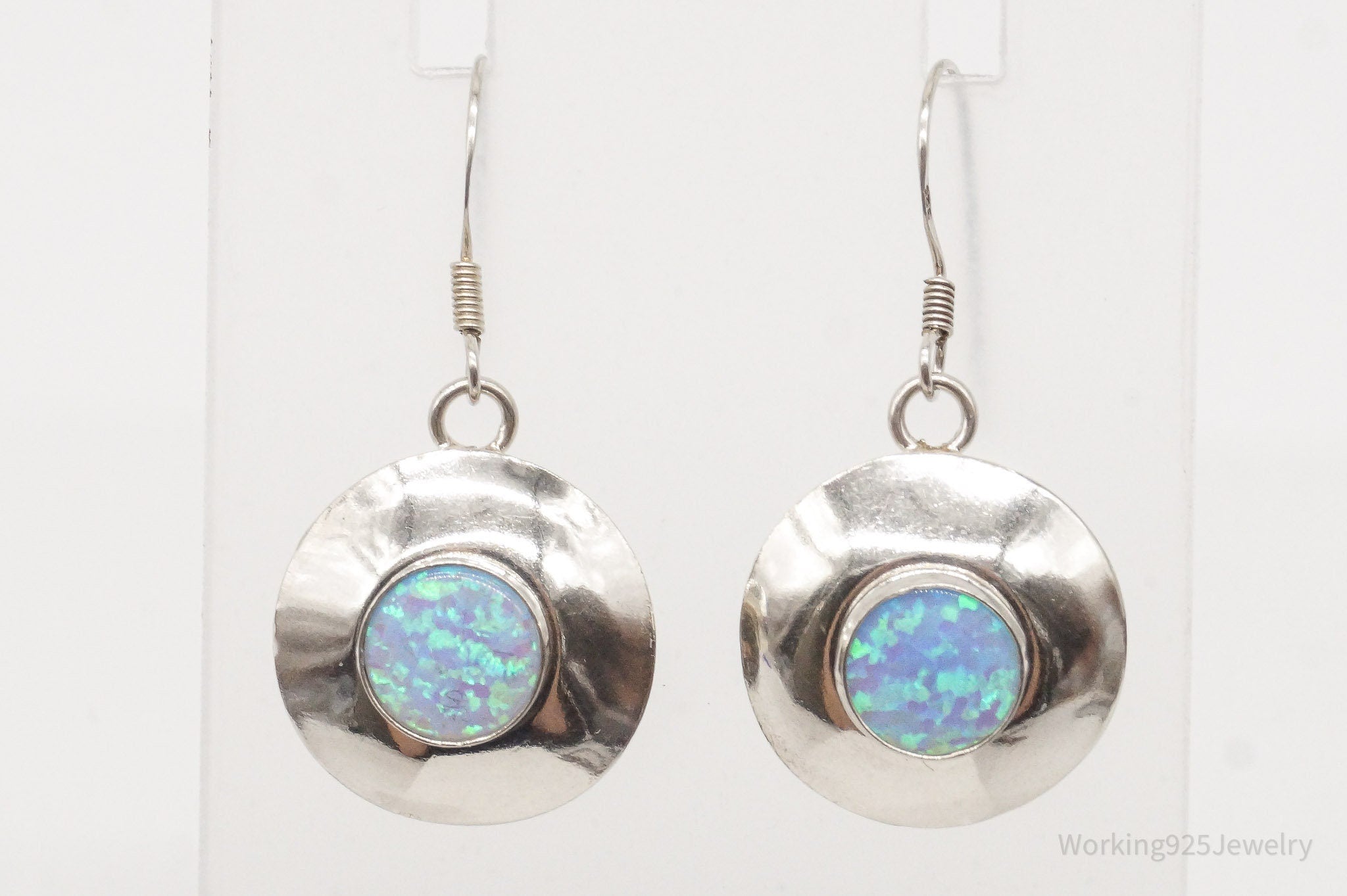 Vintage Blue Opal Sterling Silver Earrings