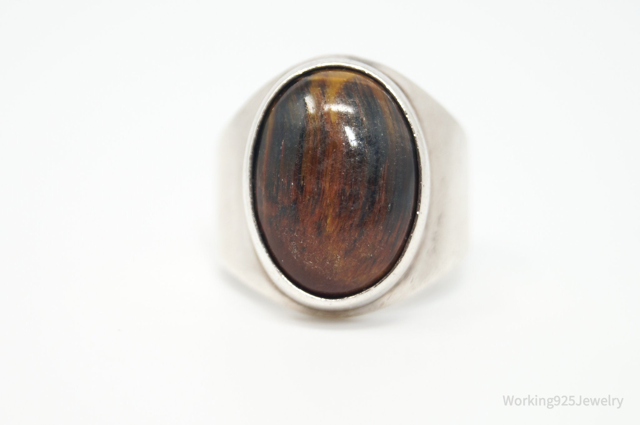 Vintage Cooper-Maki Tigers Eye Southwestern Sterling Silver Ring - Sz 7.25
