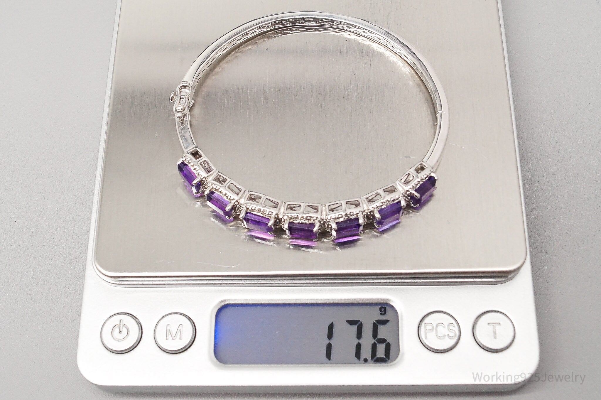 JTV TGGC Purple Amethyst & White Topaz Sterling Silver Bracelet - 6 7/8"