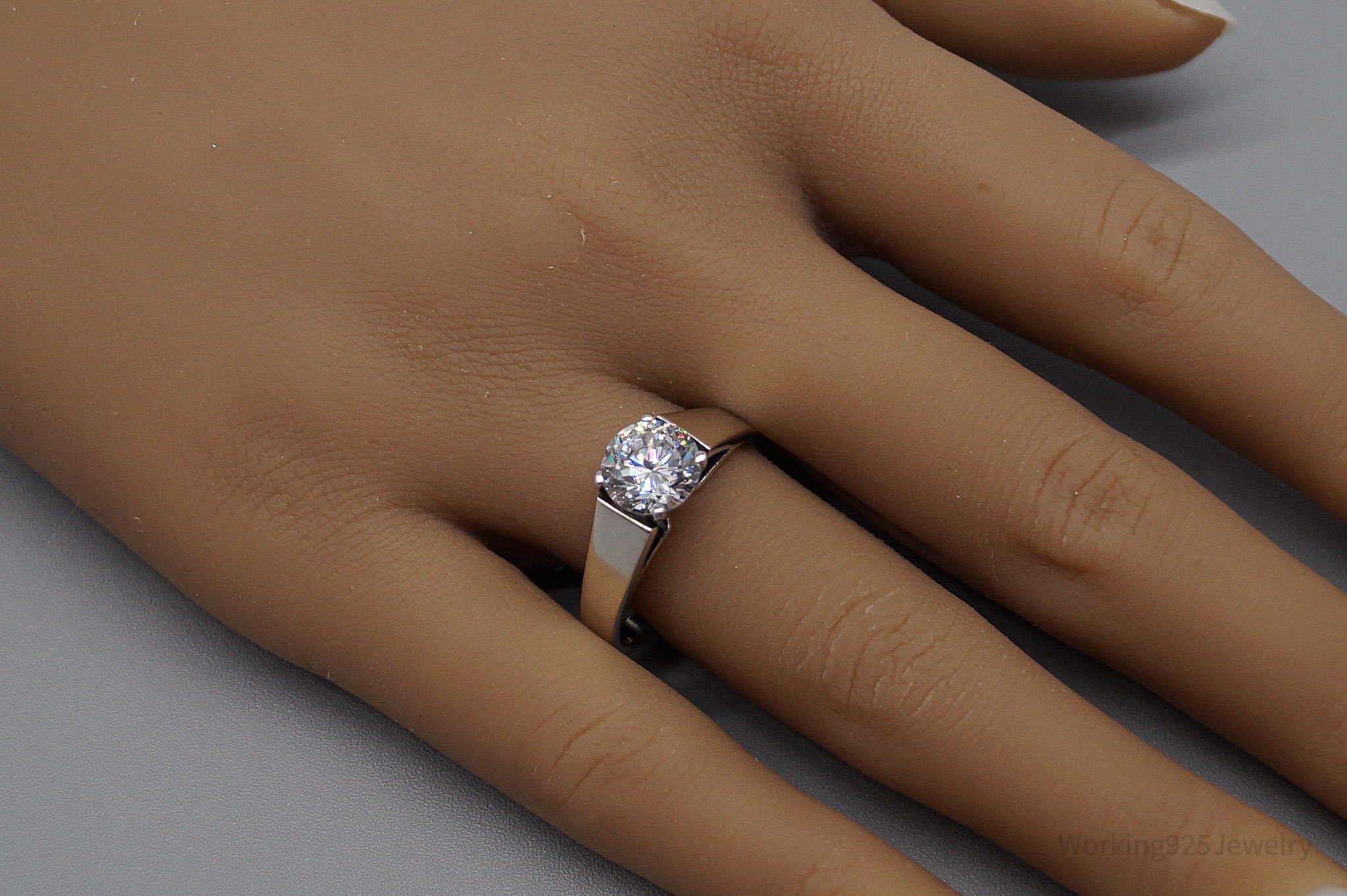 Vintage Diamonique DQCZ Sterling Silver Ring - Size 10