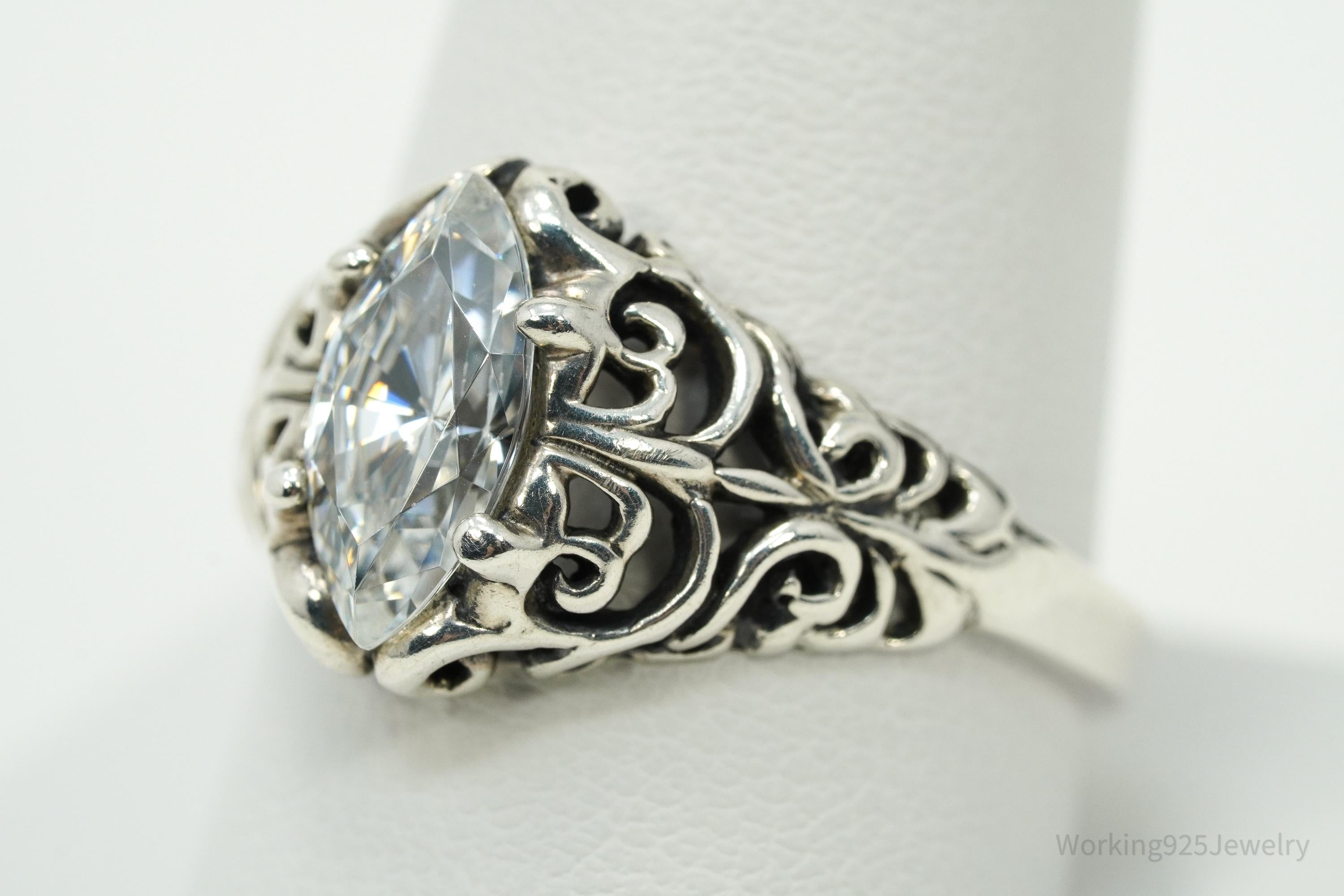 Vintage KABANA Diamonique Cubic Zirconia Sterling Silver Ring - Size 10.25