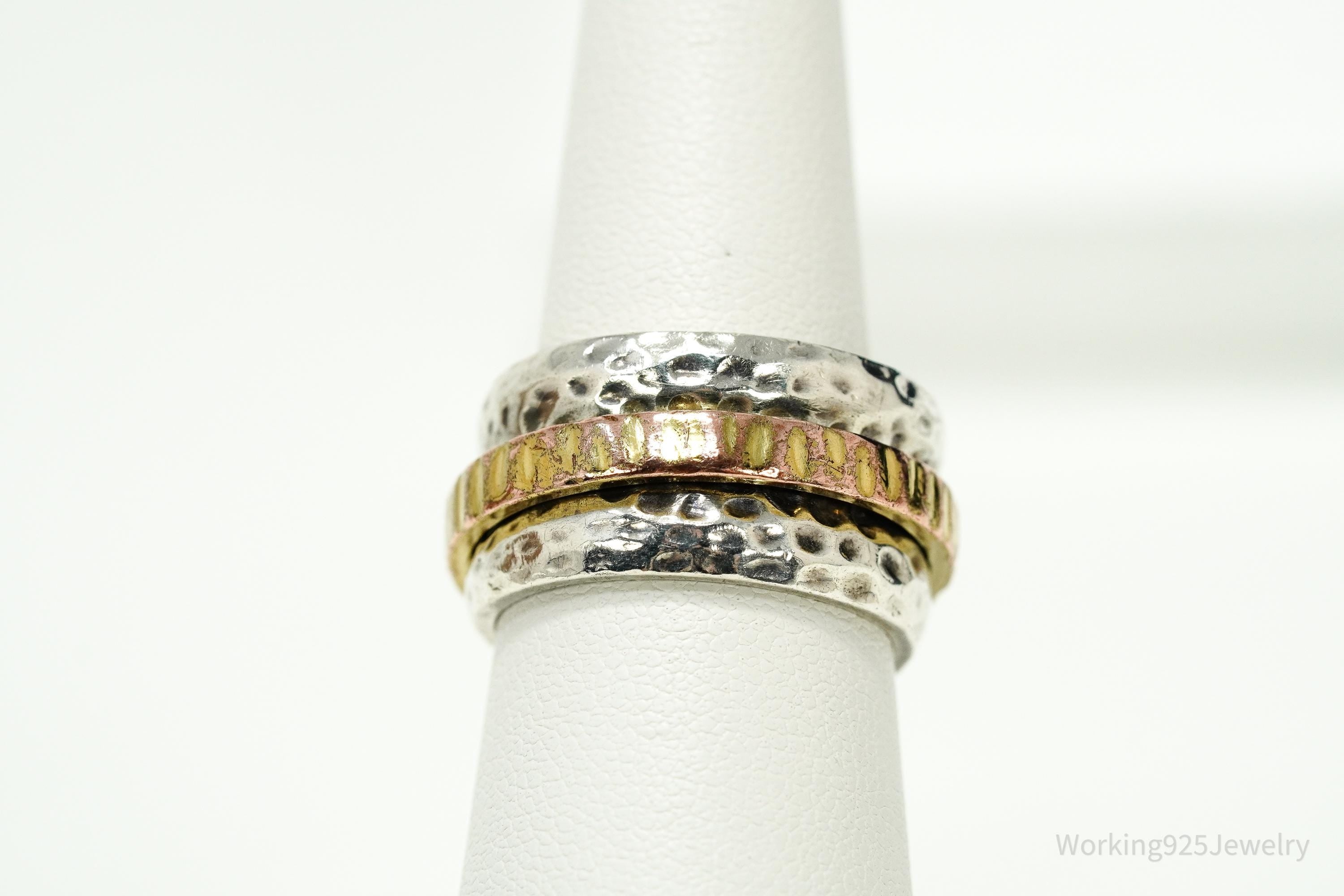 Vintage Silpada Retired 14K Gold Plated Sterling Silver Spinner Ring Size 7.5