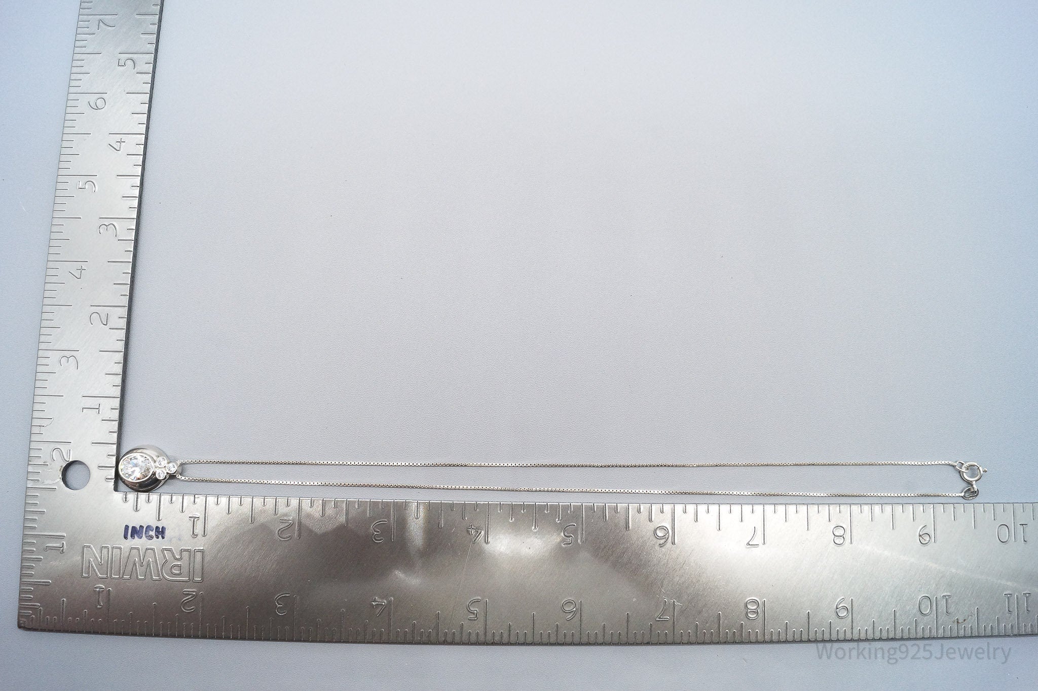 Vintage Large Diamonique Cubic Zirconia Sterling Silver Necklace 18"