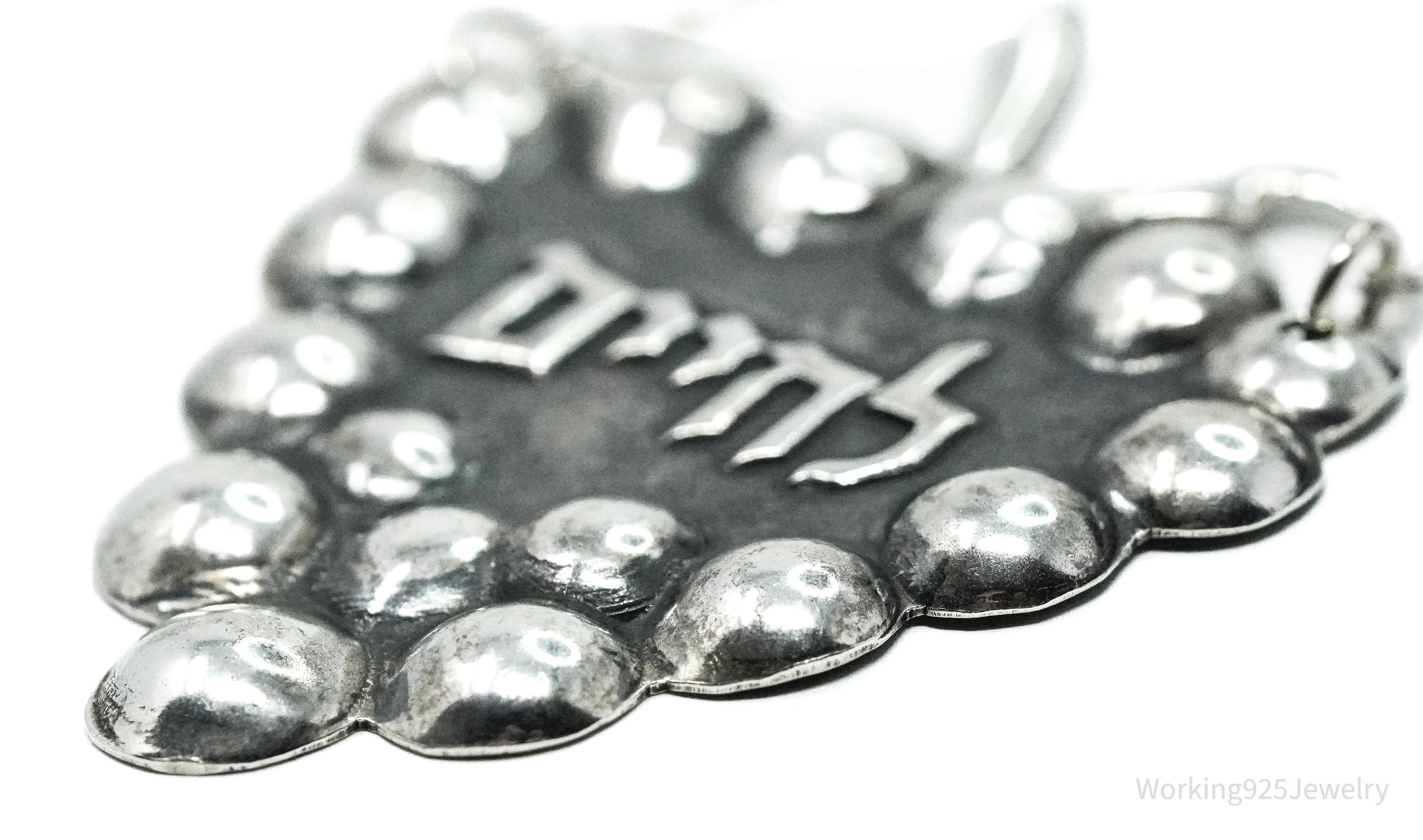 Vintage L'Chaim "To Life" Sterling Silver Wine Decanter Liquor Bottle Tag Label