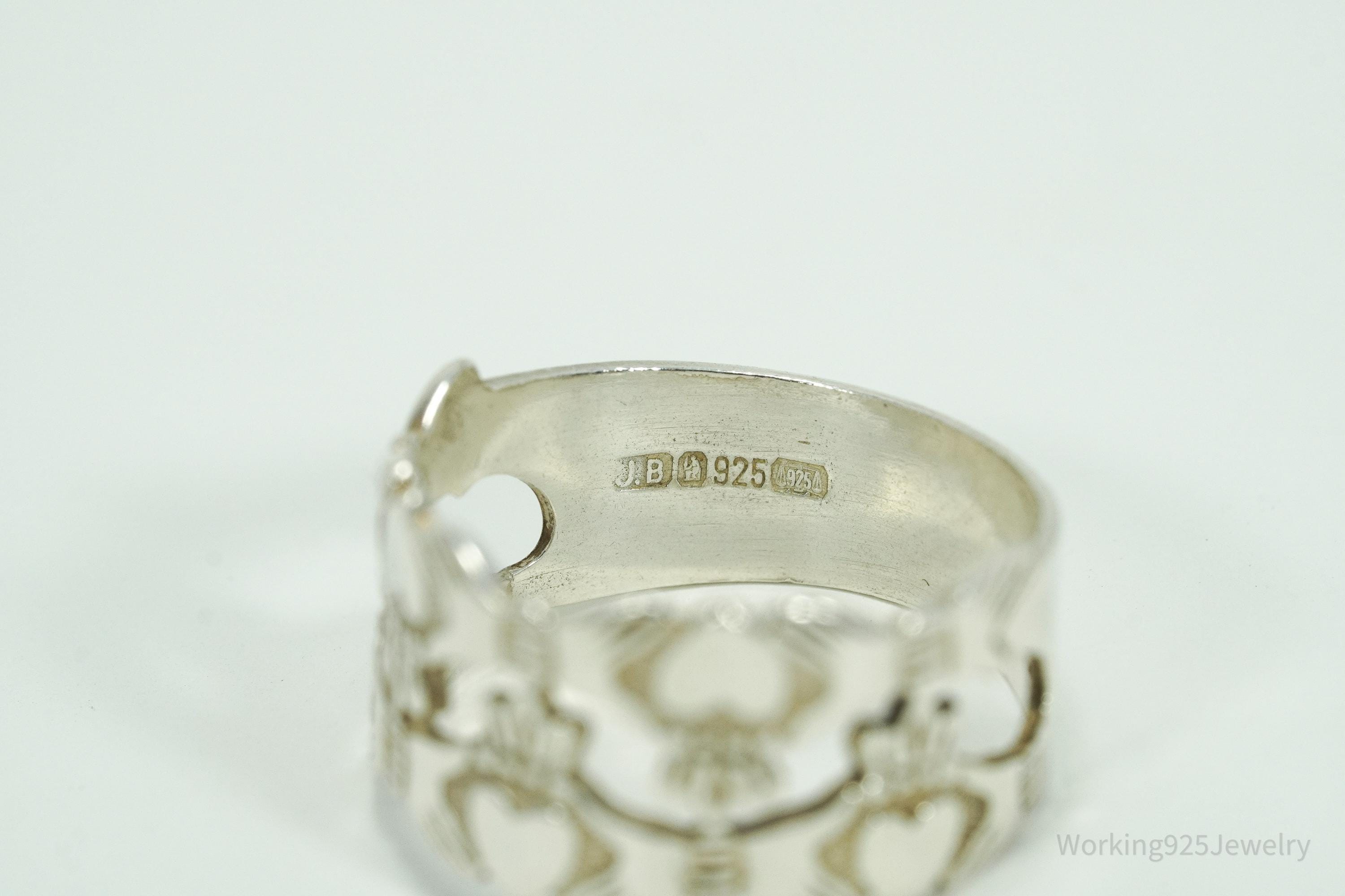 Vintage Irish Claddagh Sterling Silver Ring - Size 7.25