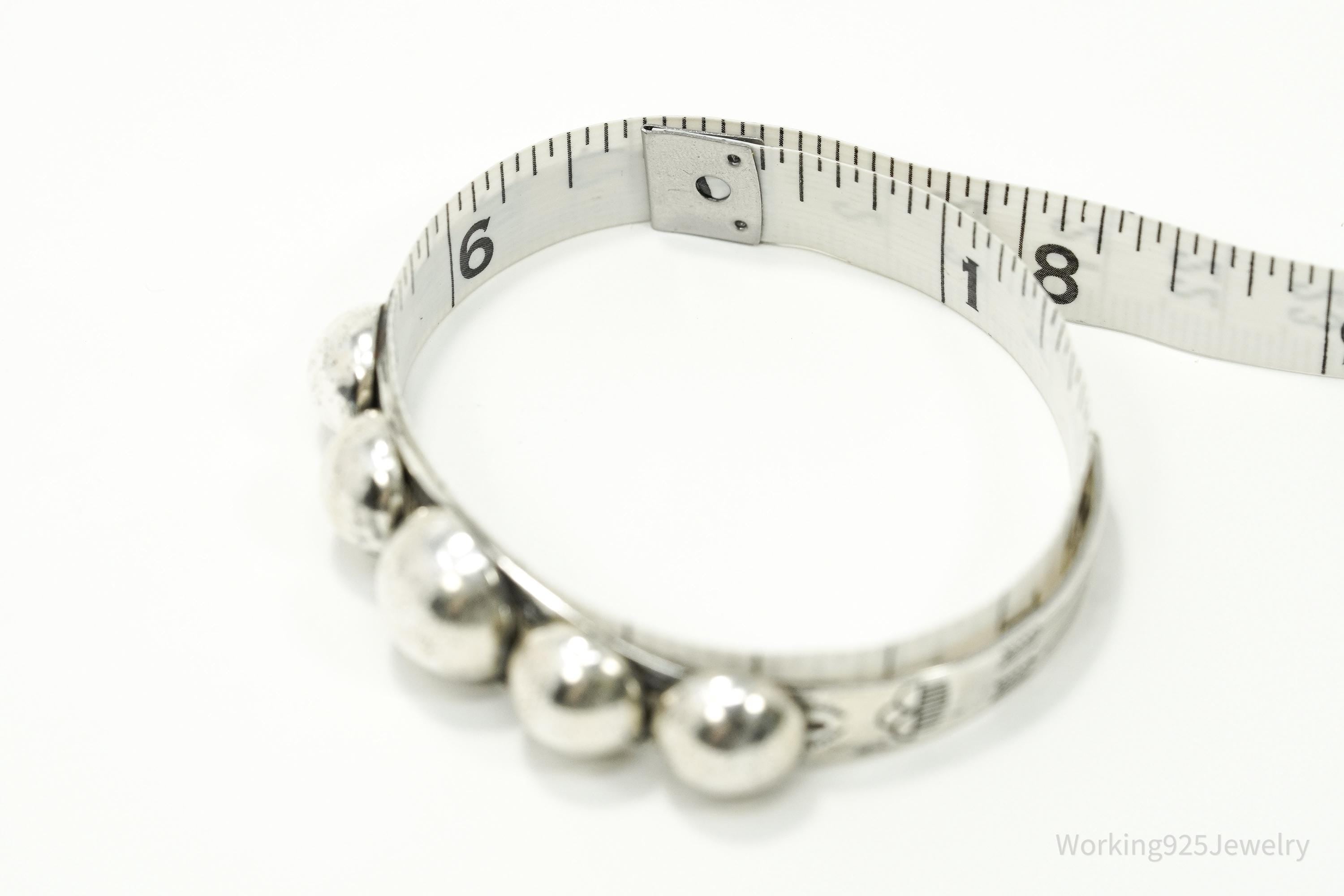 Vintage Native American Sterling Silver Cuff Bracelet - 6.75"