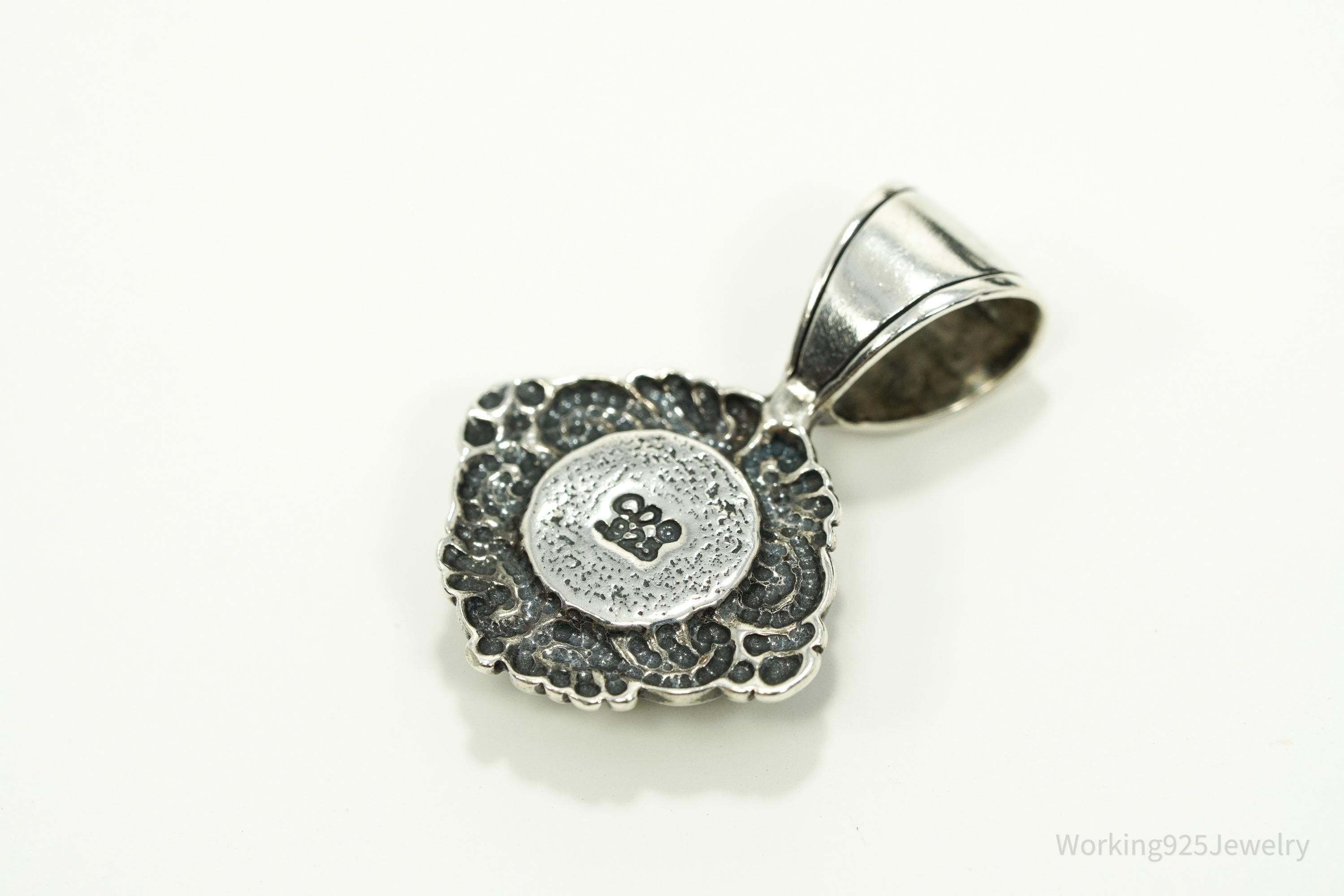 Vintage Western Style Rhodonite Sterling Silver Pendant