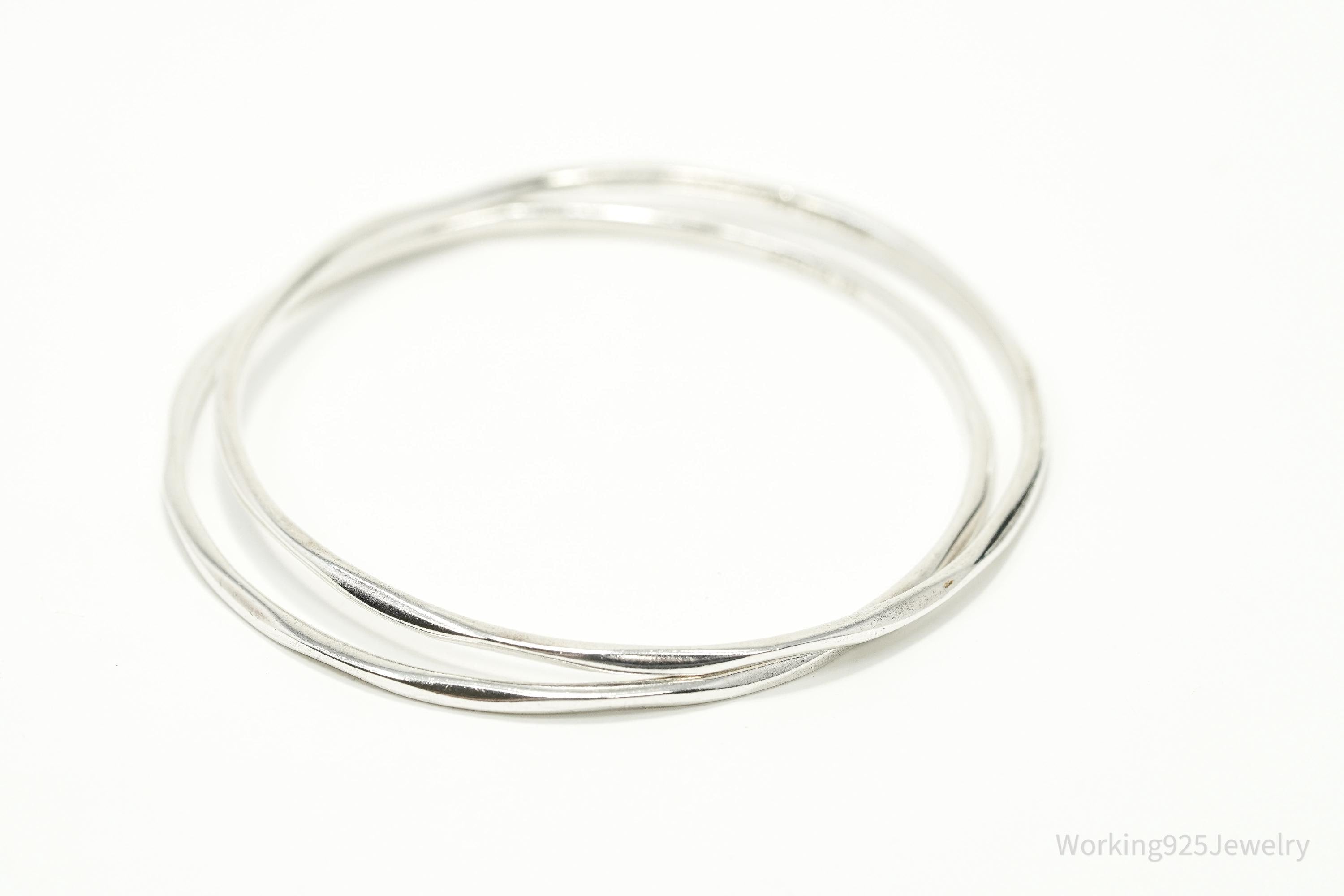 Vintage Designer Ippolita Sterling Silver Bangle Stacker Bracelets Set 7.75"