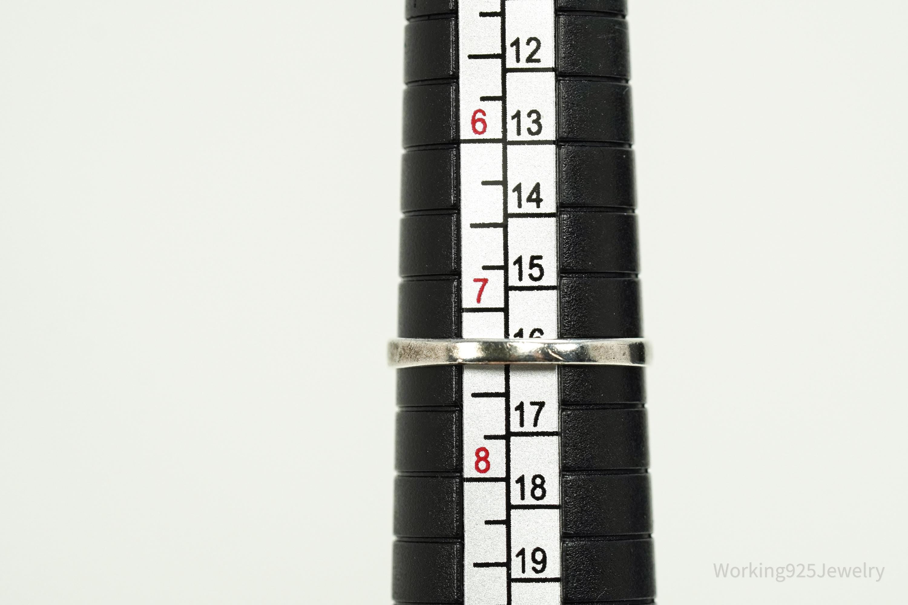 Vintage Garnet Sterling Silver Ring - Size 7.25