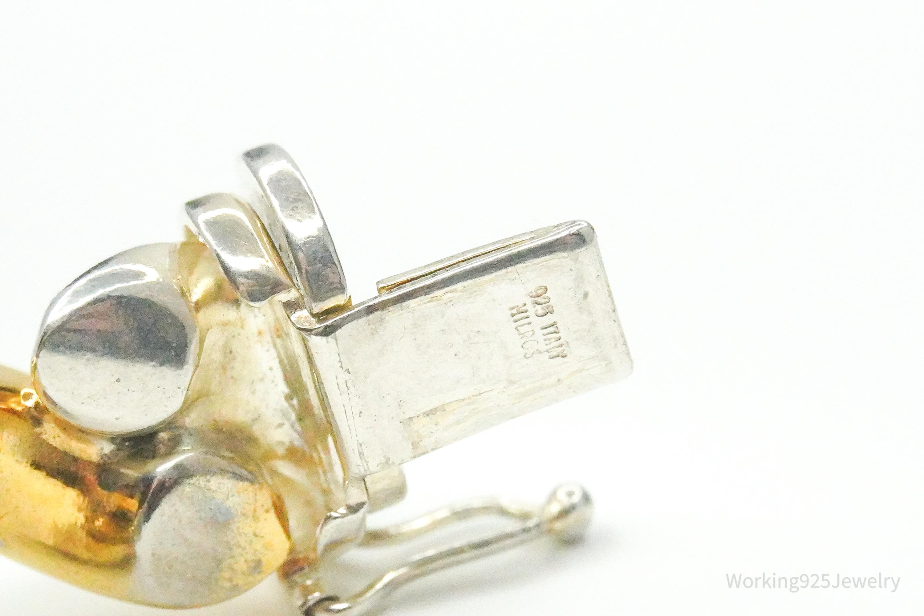 Vintage Italian Designer Milor Gold Vermeil Sterling Silver Puffy Link Bracelet 7.25"