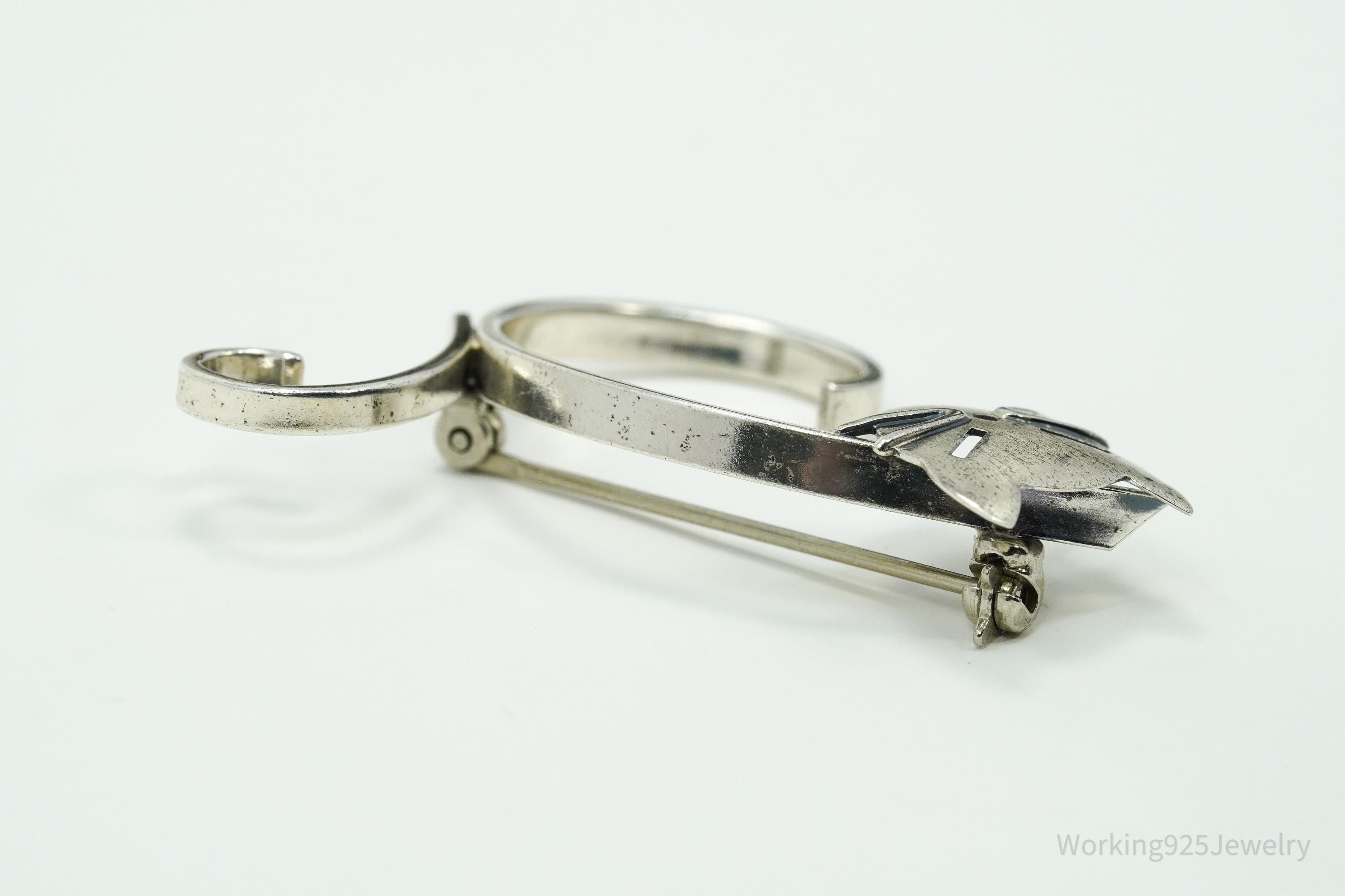 Rare Vintage BEAU Cat Kitten Sterling Silver Brooch Pin